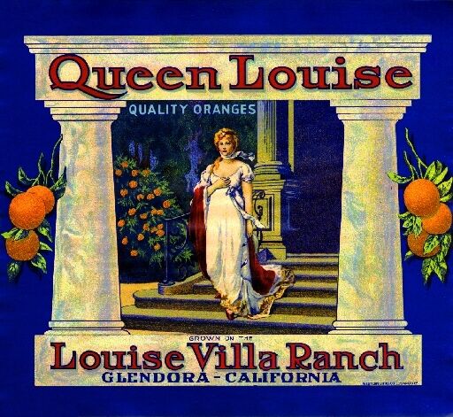Glendora Queen Louise of Prussia Orange Citrus Fruit Crate Label Art Print