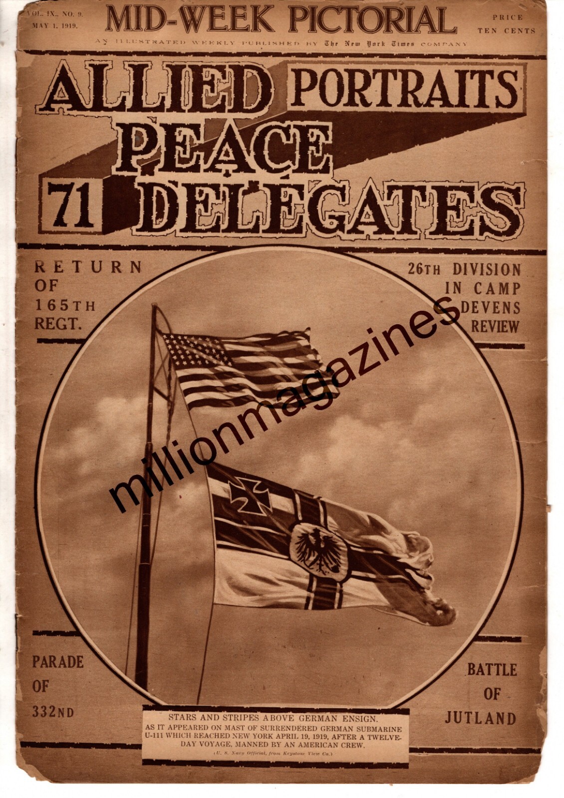 1919 NY Times Mid-Week Pictorial May 1 - Battle of Jutland;Peace delegate photos