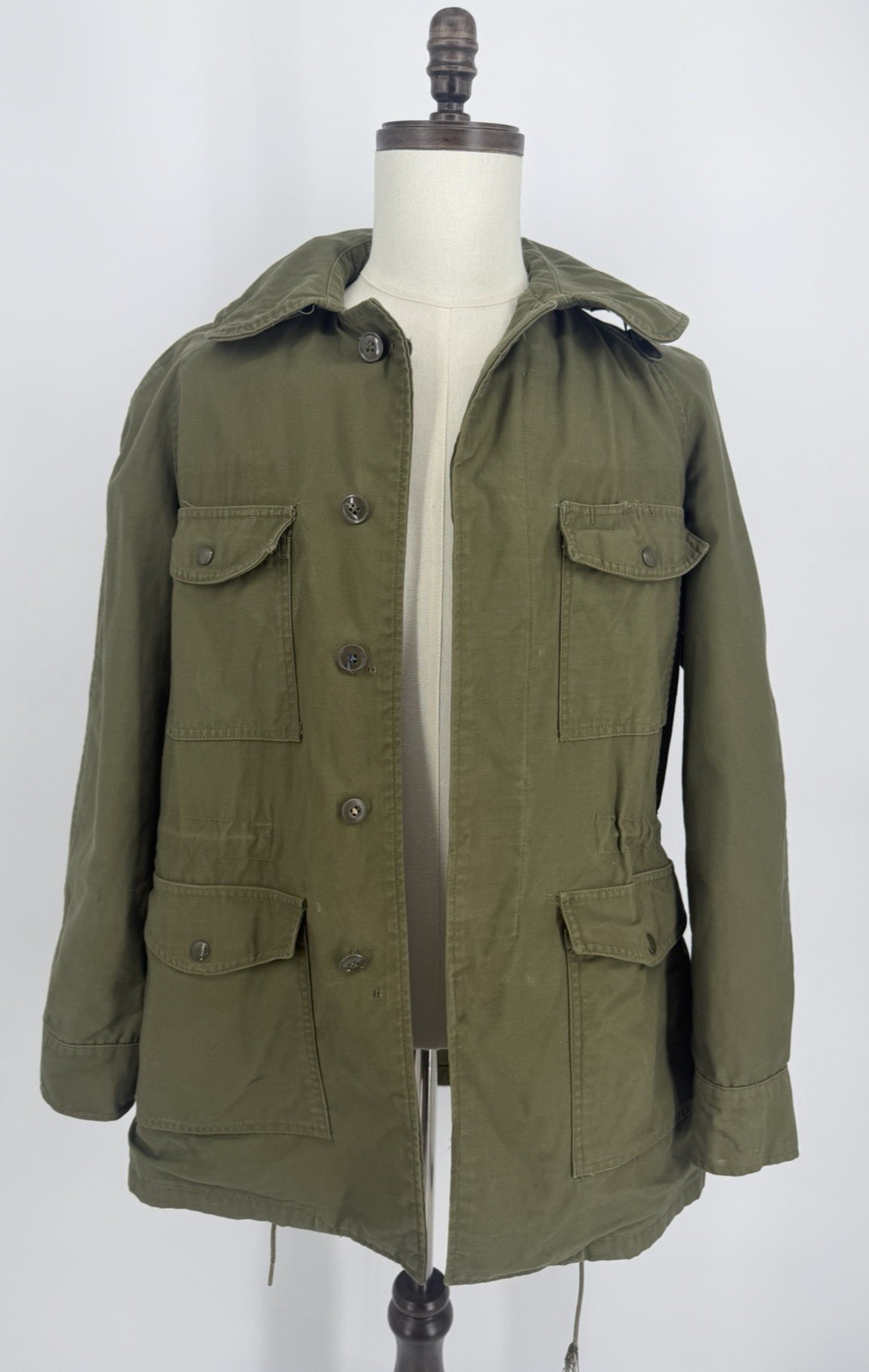 Vintage US Army Cattle Field Jacket Mens Small Long OG 107 1966 Sateen Vietnam