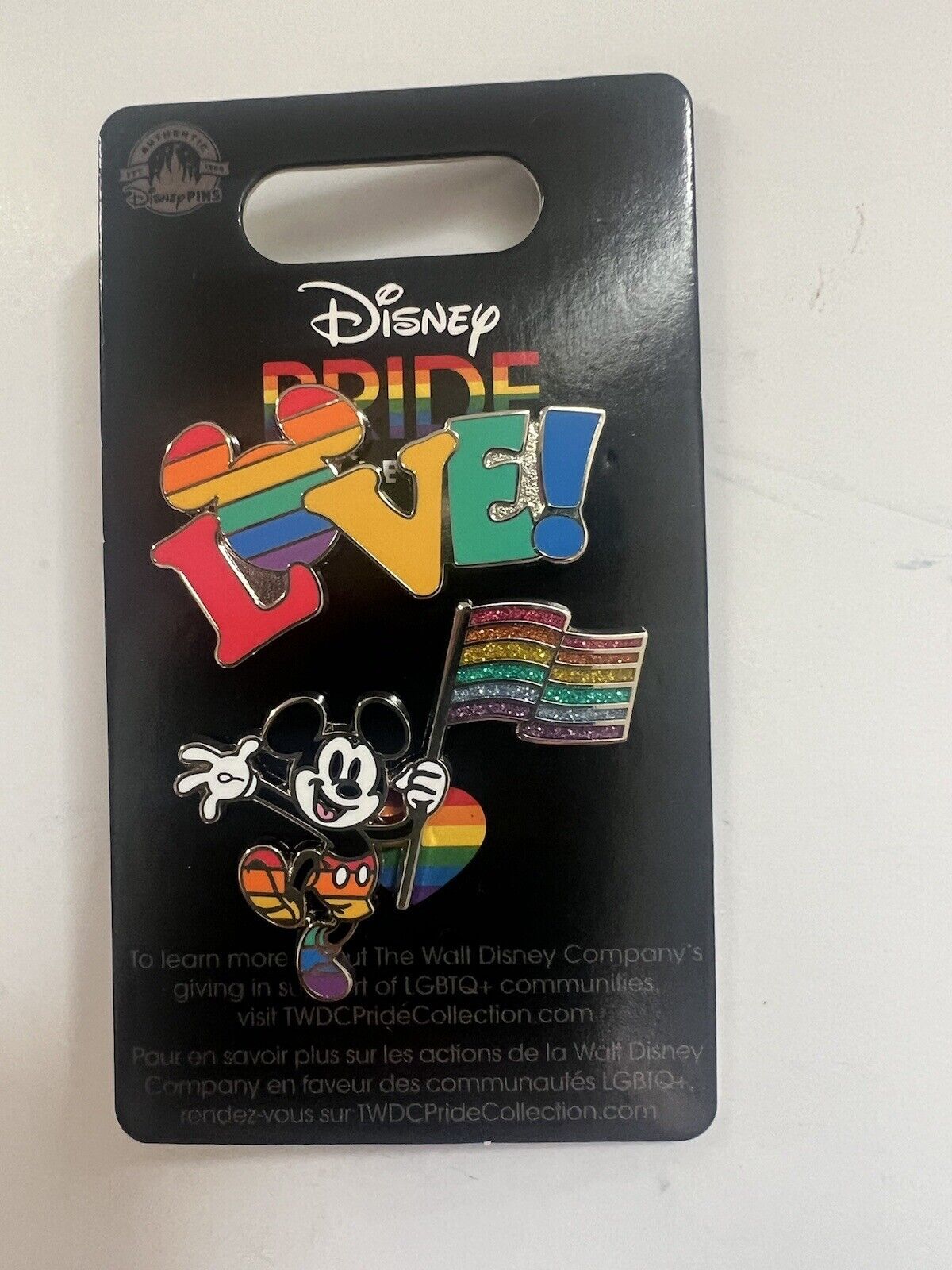 2023 Disney Parks Rainbow Pride Flag Mickey Mouse Love 2 Pin Set