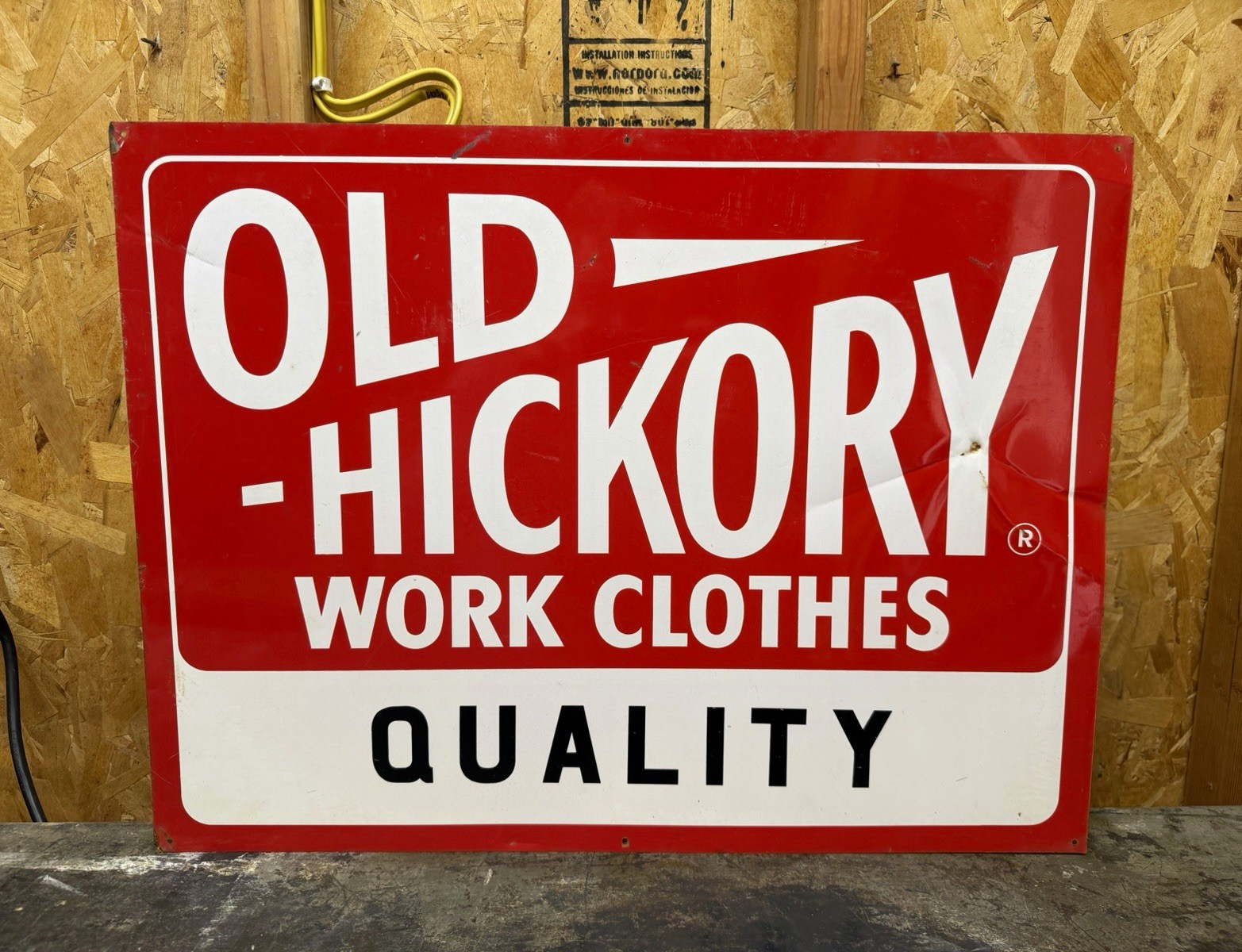 Vintage Old Hickory Work Clothes Quality Tin Sign Original Workwear Hardware