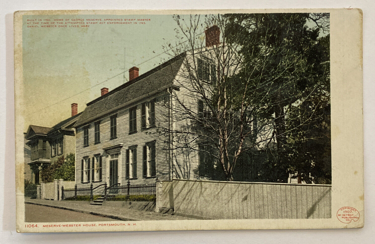 Postcard, Meserve-Webster House, Portsmouth NH, posted 1912