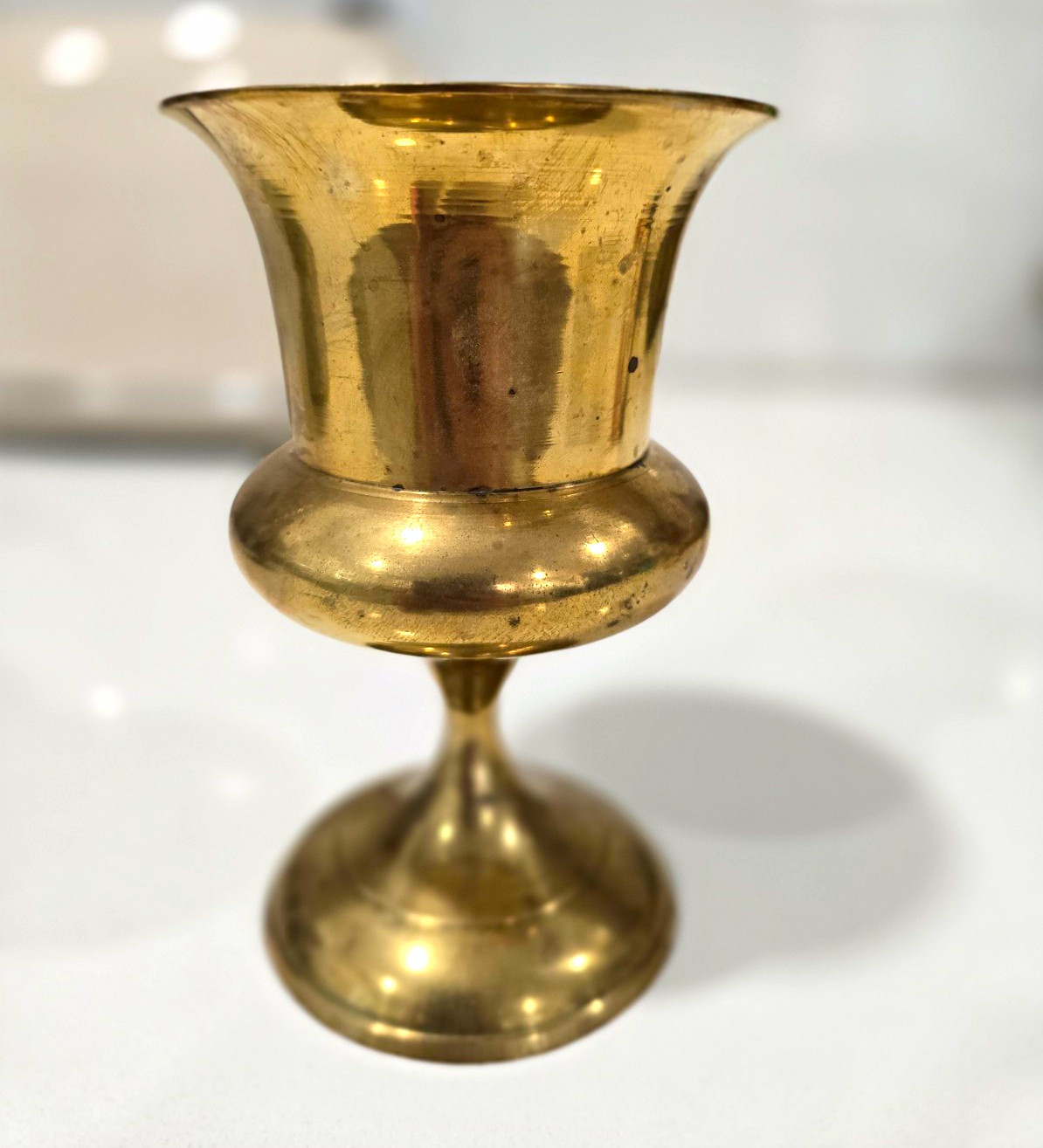 Small Brass Goblet Pedestal Cup Vase