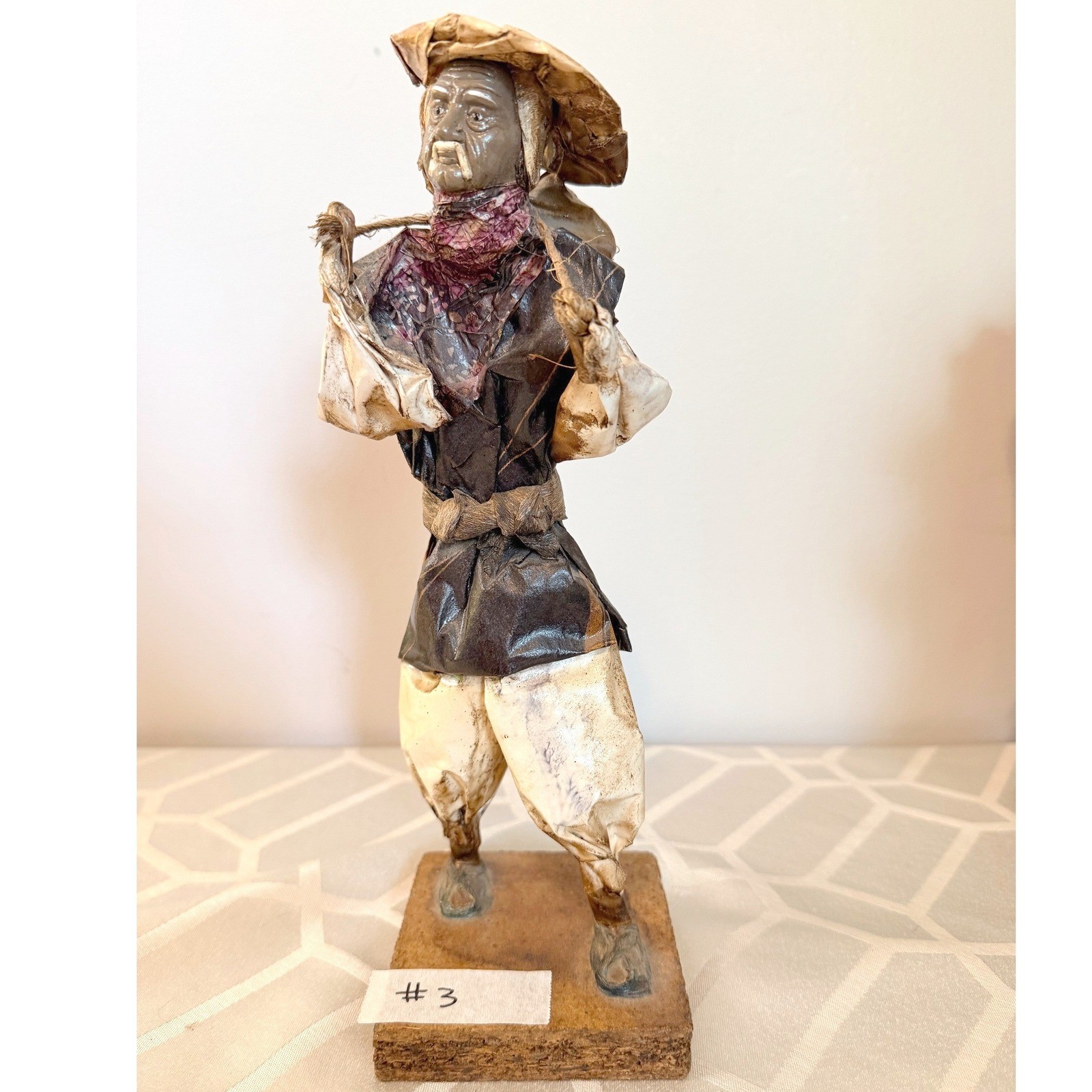 Vintage  Figurine Mexican Folk Art OS Brown Excellent Water Carrier