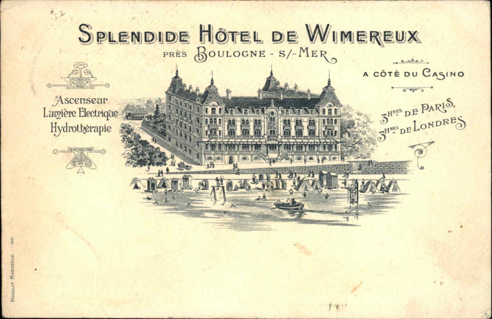 BOULOGNE SUR MER FRANCE Splendide Hotel de Wimereux Antique Postcard