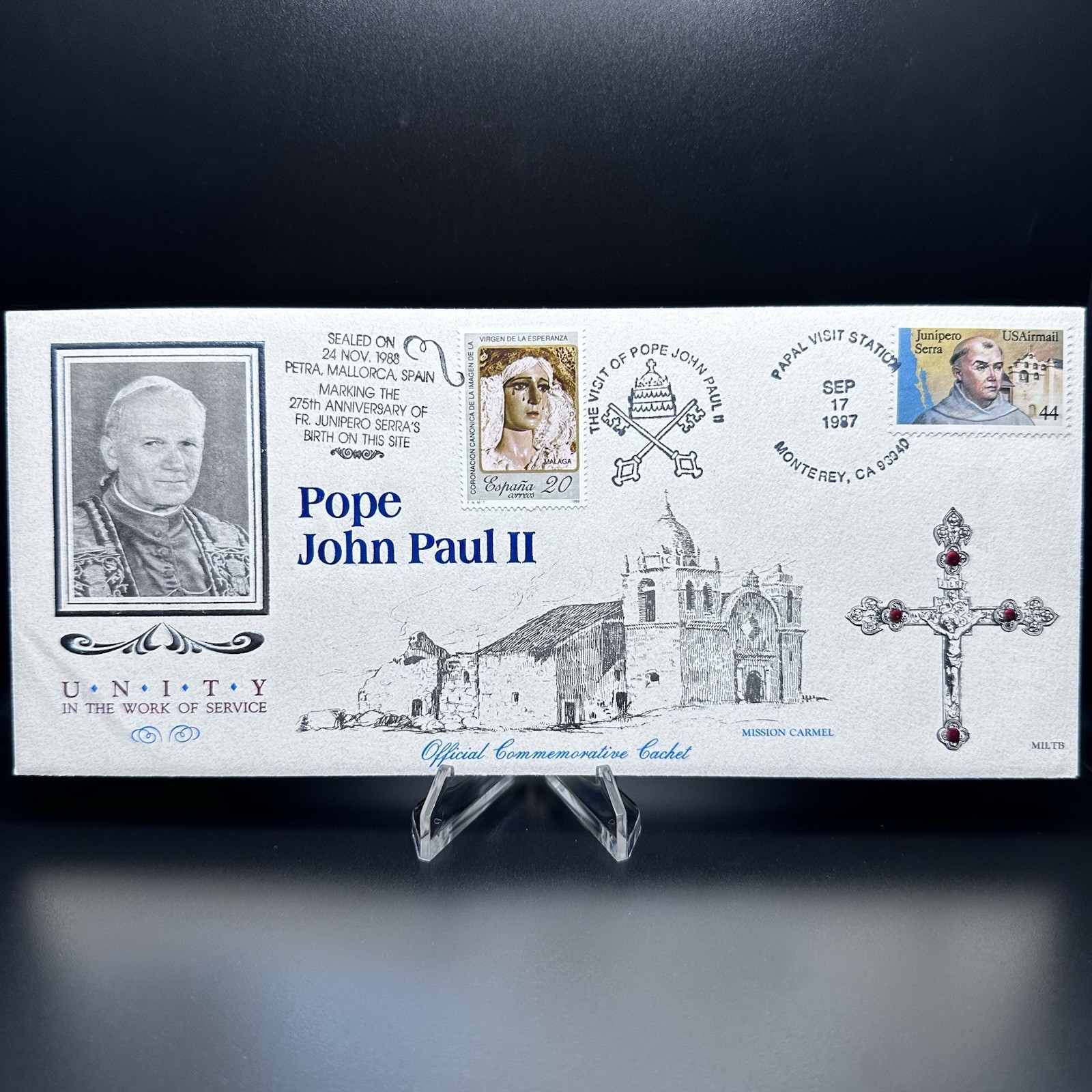 Pope John Paul II Official Commemorative Cachet - 1987 FDC U.S. Postal Service