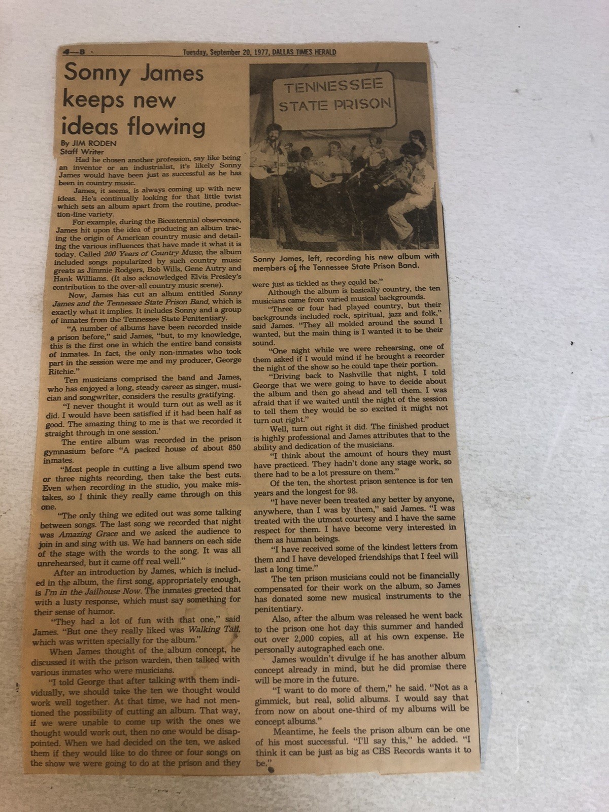 Sonny James Dallas 1977 Print Article Vintage Ephemera ART2