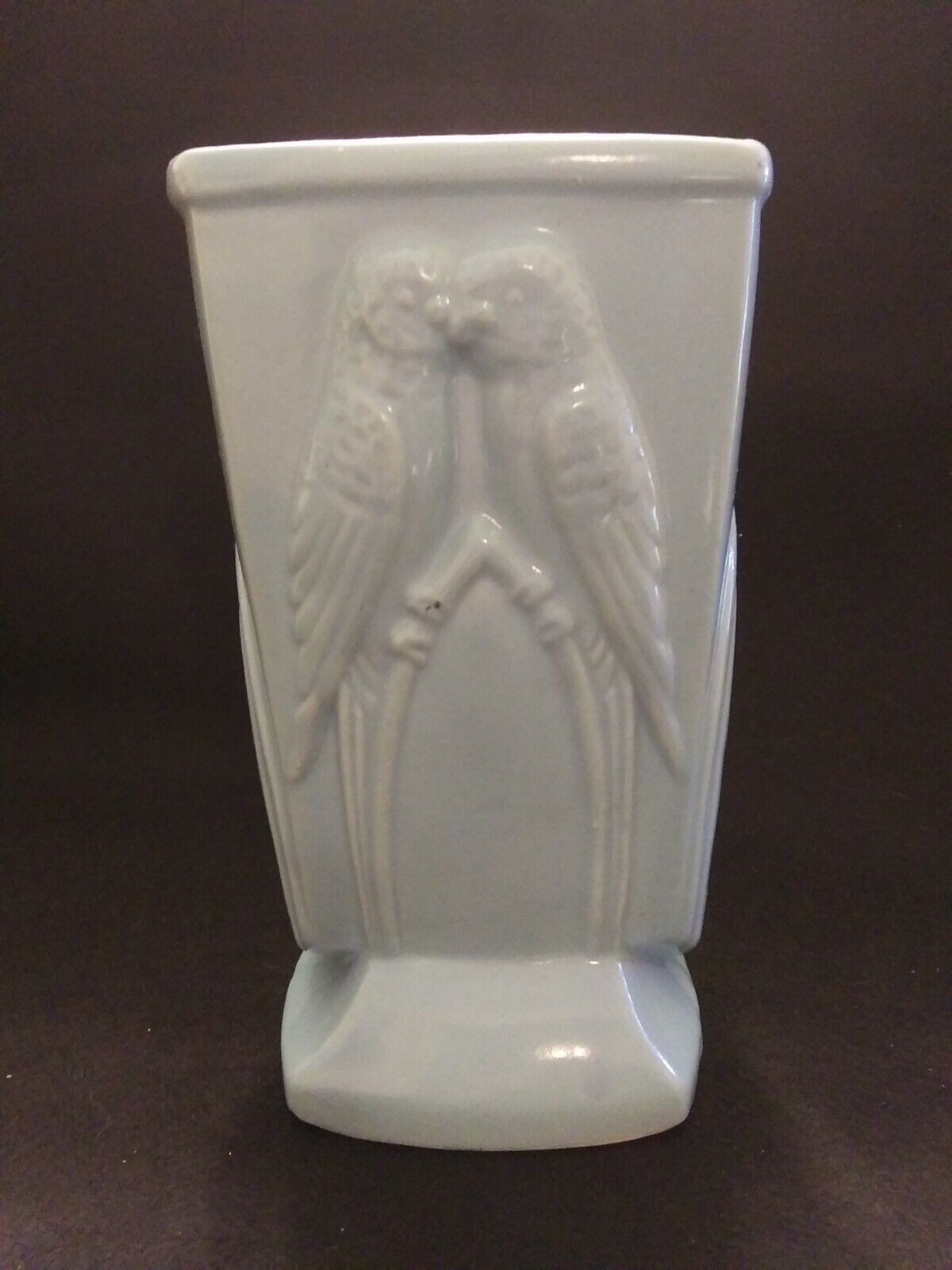 RARE Robinson Ransbottom Blue Parakeet Lovebird Vase Roseville Ohio Pottery DECO