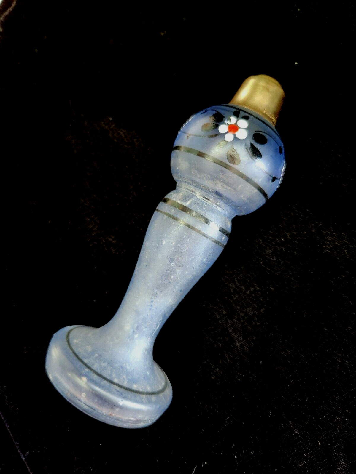 Czechoslovakia Antique Bohemian Hand Painted GLASS PERFUME BOTTLE Etched #1688