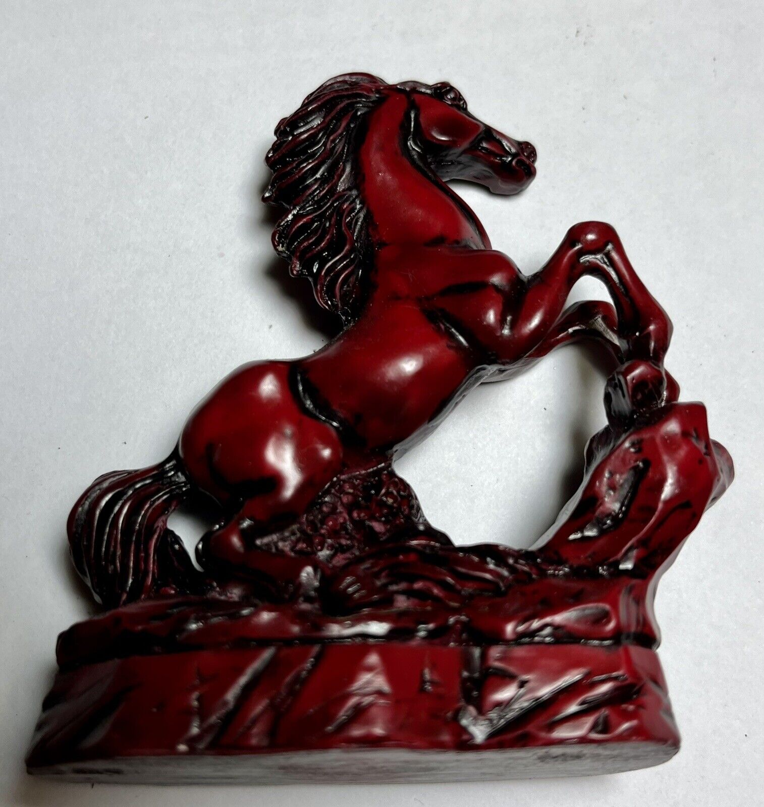 Vintage Figurines. RARE. Red Resin Chinese Horse Figurines. Collectible Horses