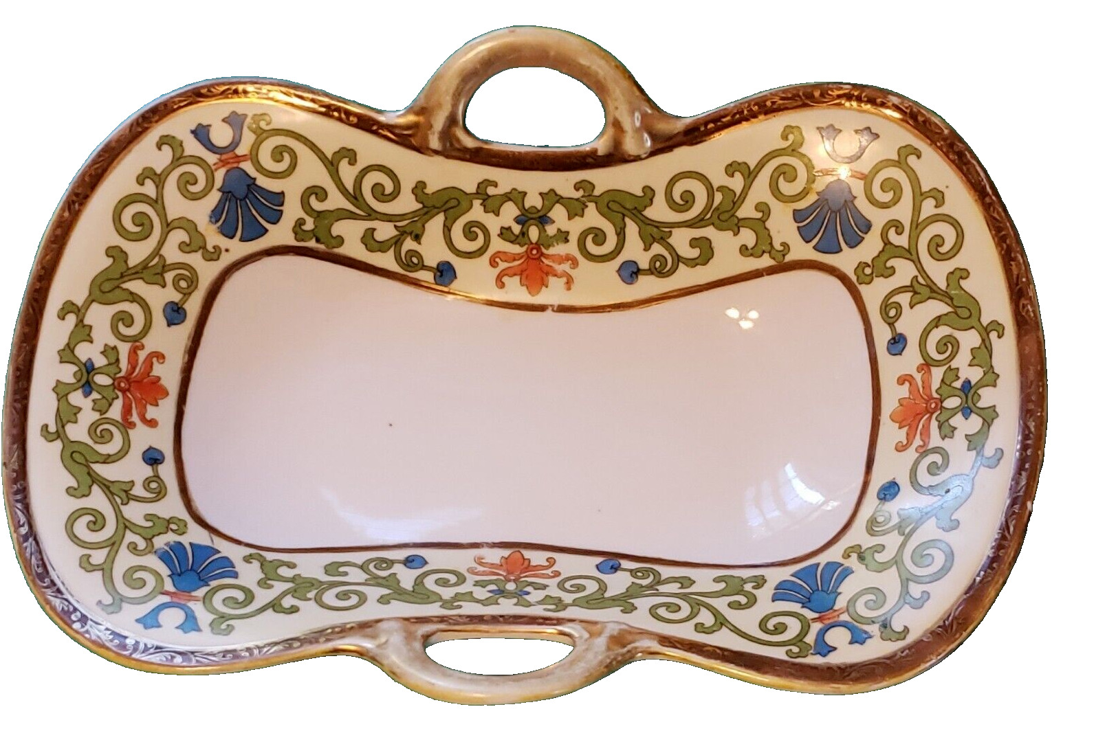 Nippon Hand Painted Antique Porcelain Rectangular Handled Dish Tray 11