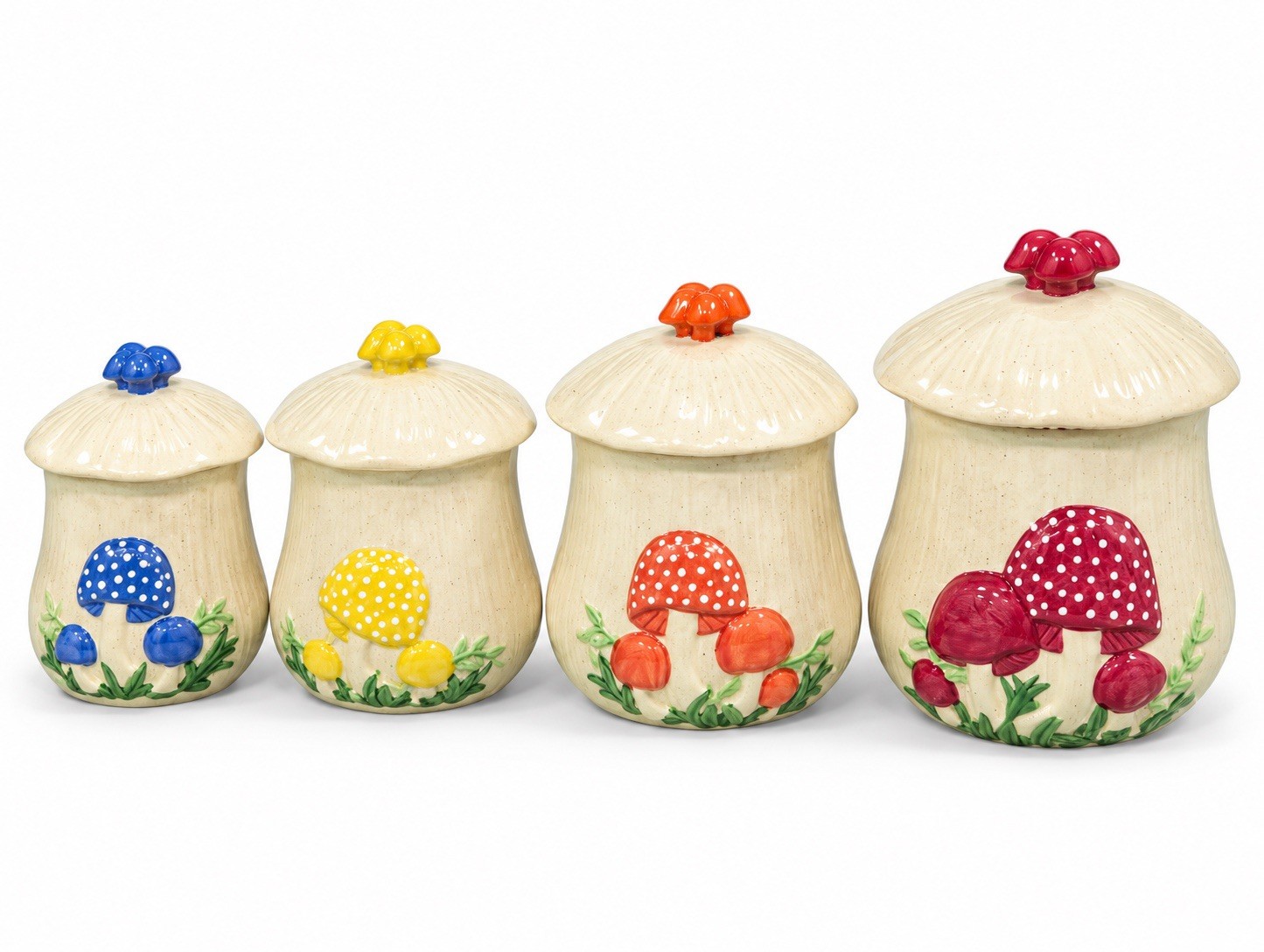 Arnel Mushroom Canisters Set Ceramist Made (New) Set Of 4 not vintage Arnel Mushroom Canisters Set Ceramist Made (New) Set Of 4 not vintage