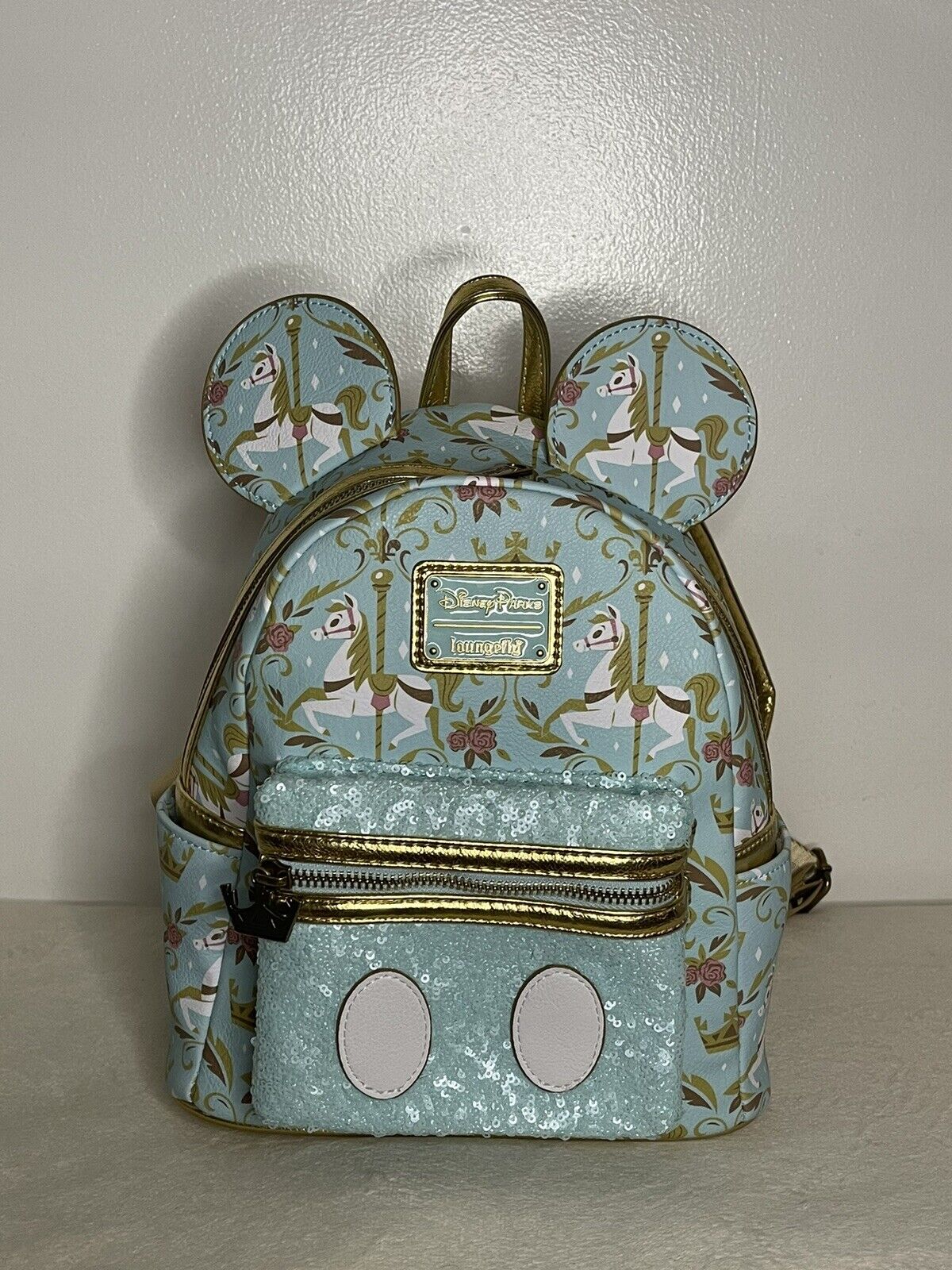 Loungefly Disney Mickey\'s Main Attraction King Arthur Carousel Backpack Preowned