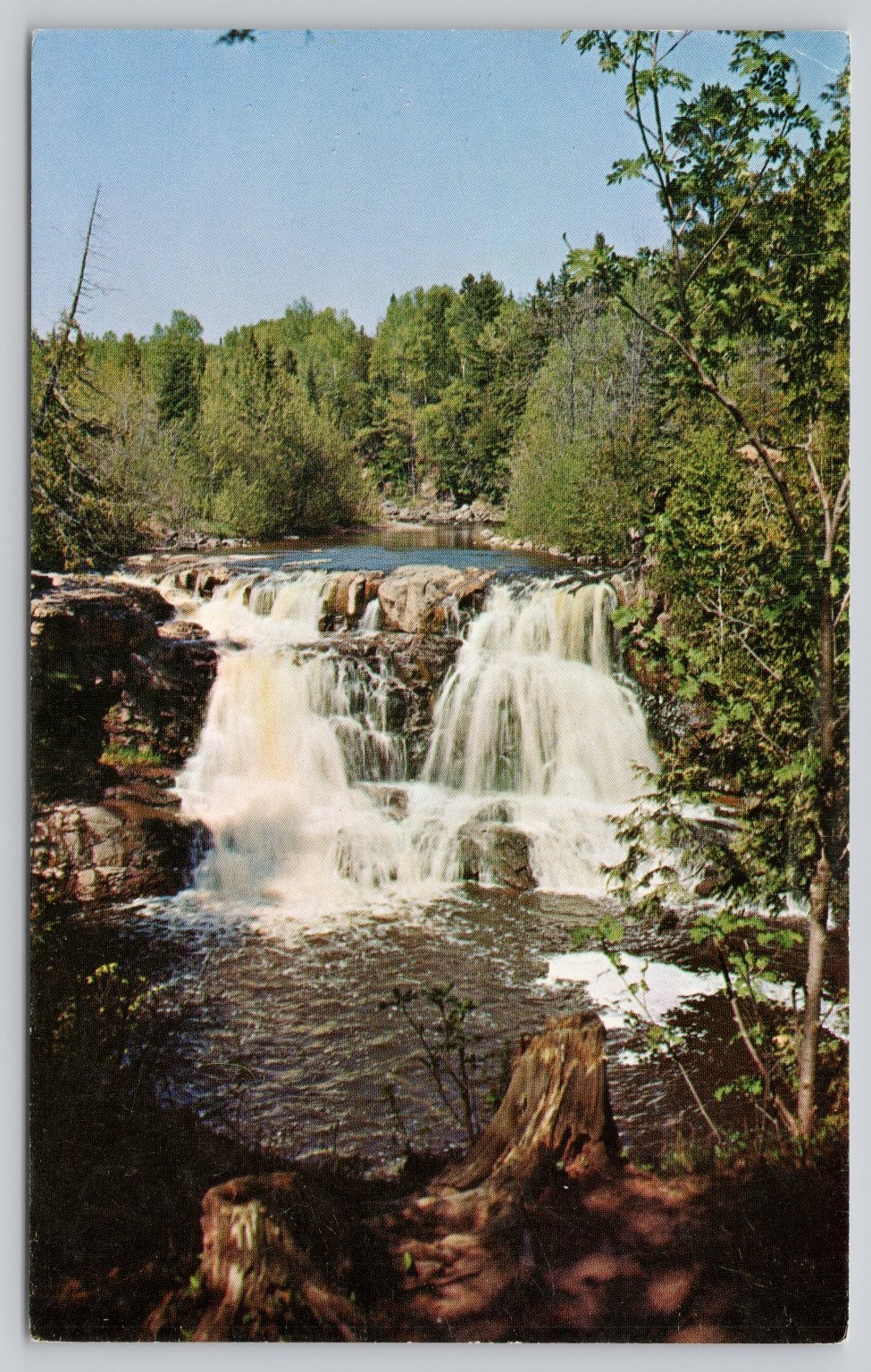Upper Gooseberry Falls Minnesota Photochrome Postcard by W.A. Fisher Co.