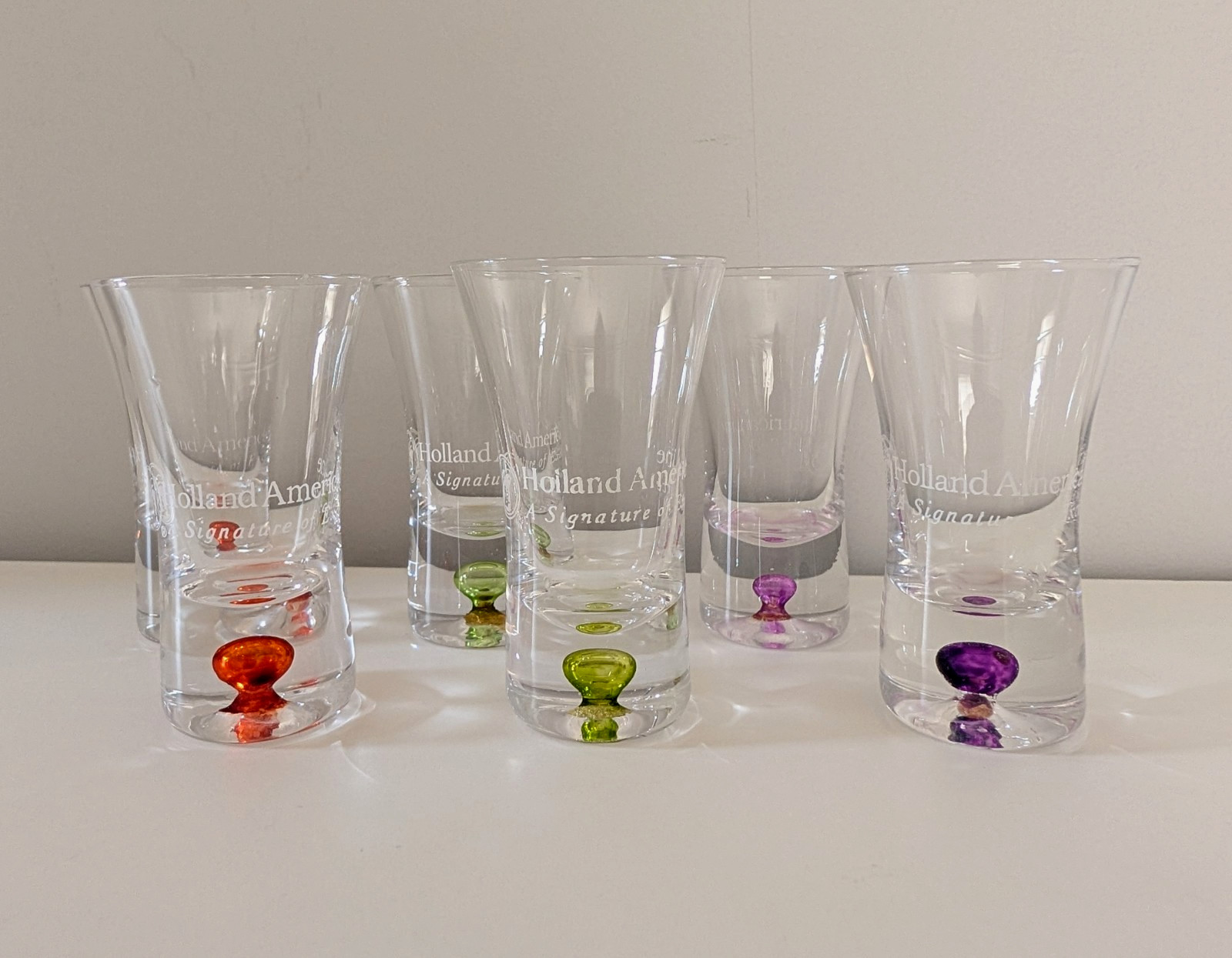 Vintage Holland America Line Shot/Shooter/Cordial Bubble Glasses Set Of 6