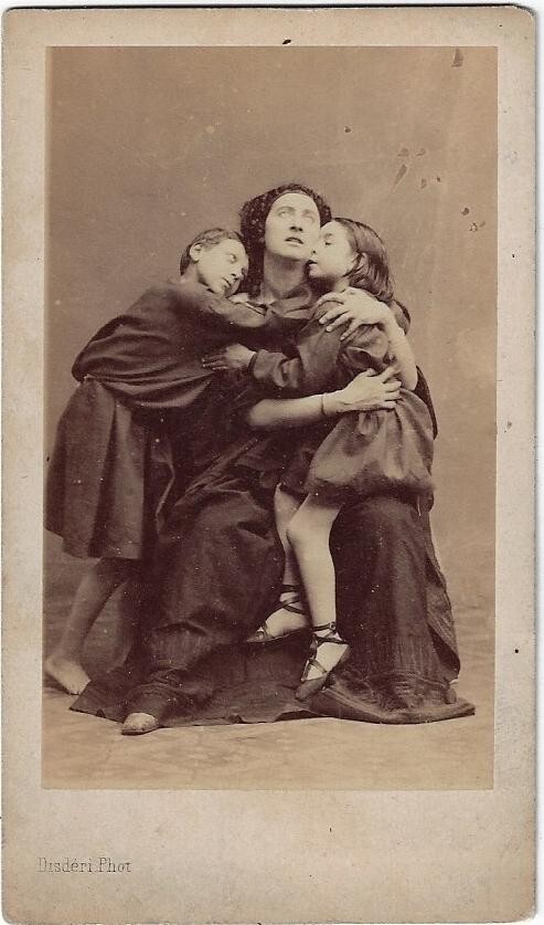 Original photo cdv c1860 Ristori Adelaide Italian actress theater Paris Usa..