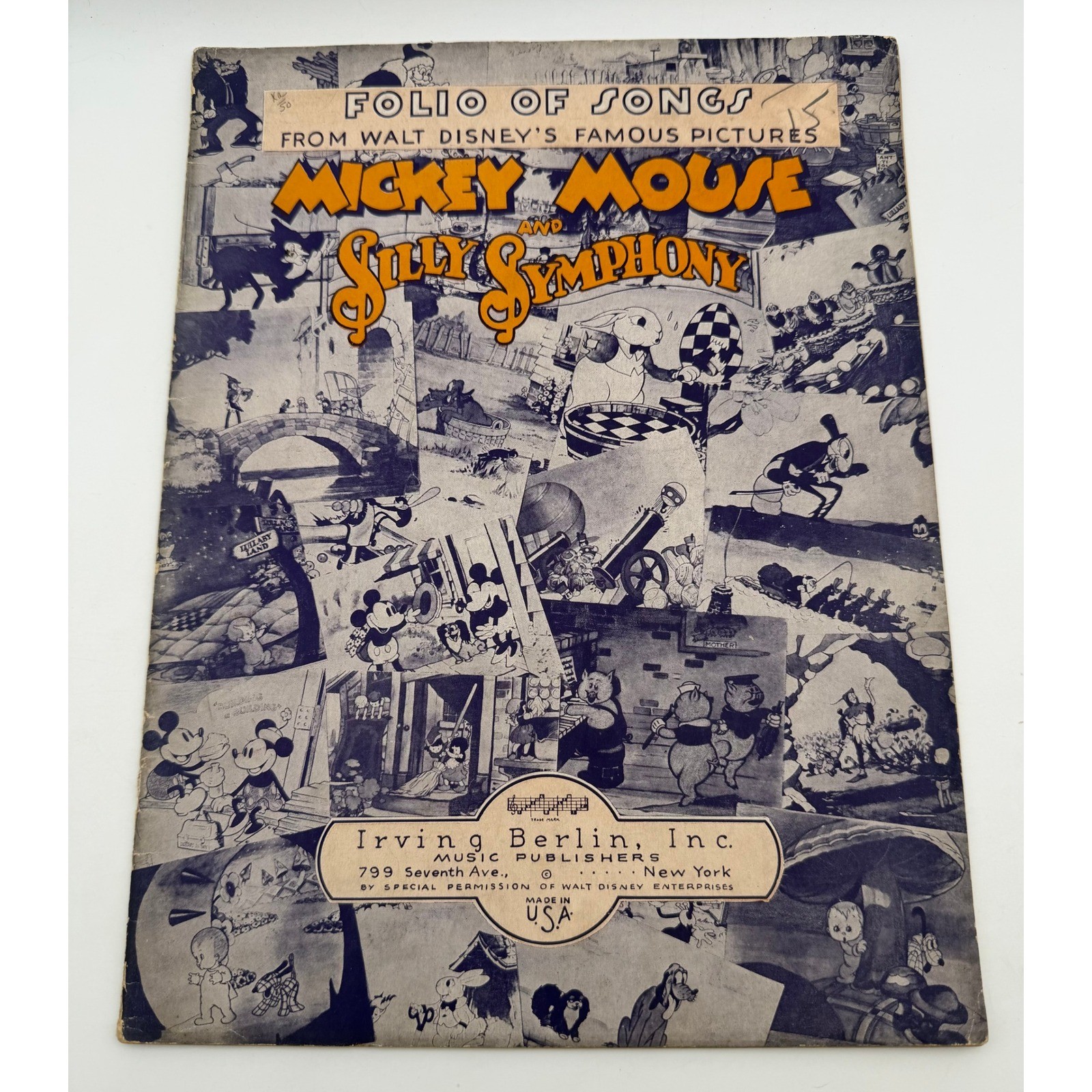 Vintage 1934 Walt Disney Mickey Mouse Silly Symphony Song Folio Irving Berlin