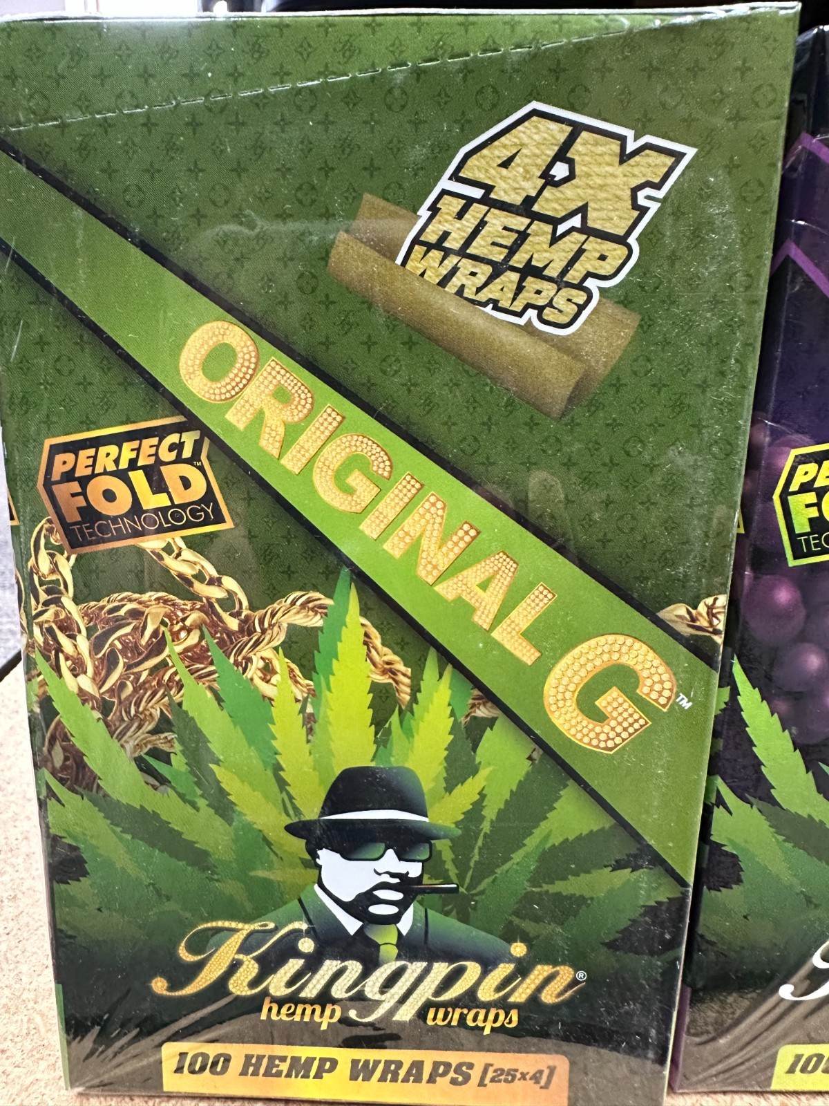 KINGPIN HERBAL WRAPS - OG ORIGINAL - 25 PACKS/ 4 PER PACK FACTORY SEALED