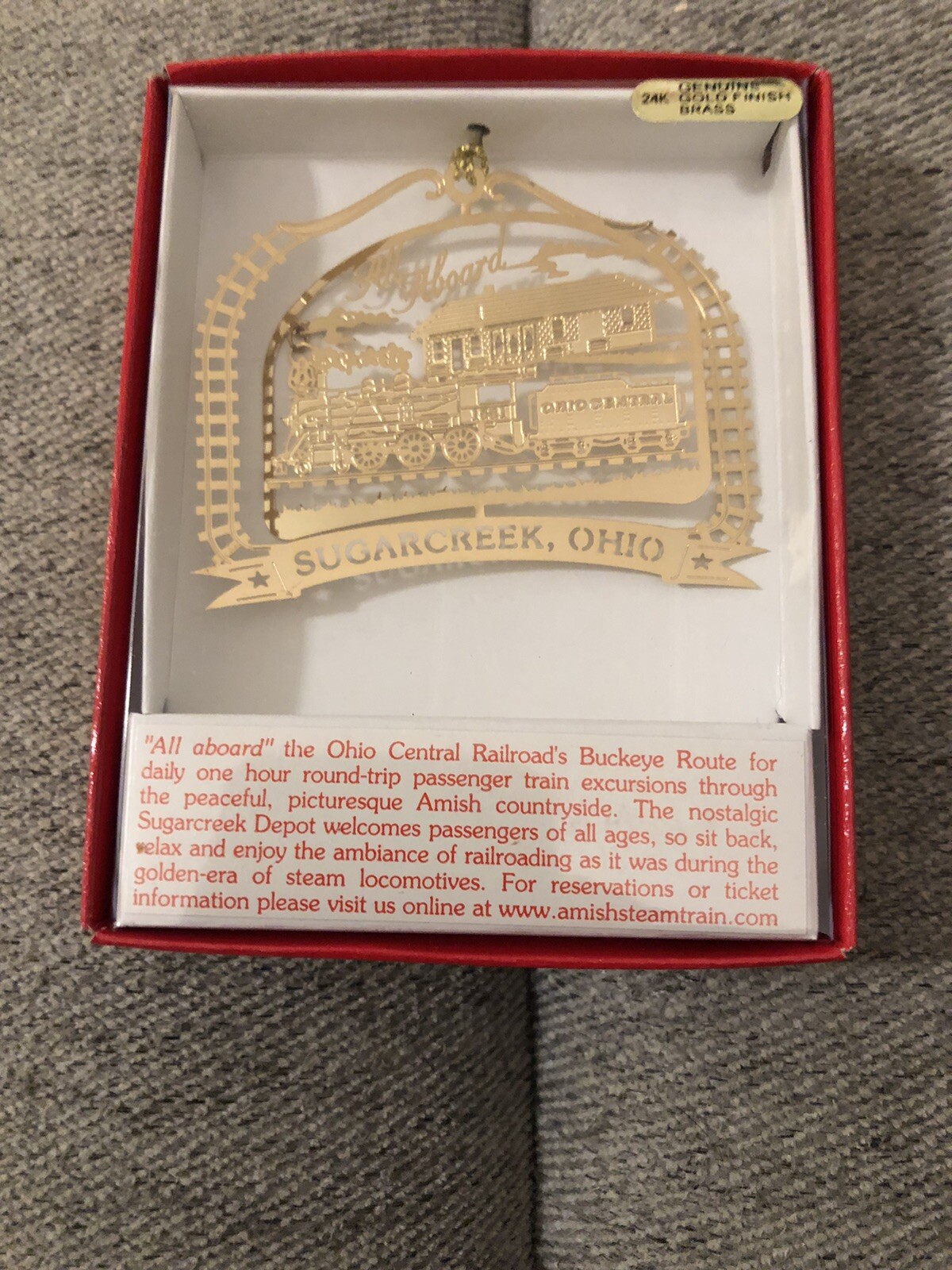 NATIONS TREASURES ORNAMENT SUGARCREEK Ohio All Aboard The Train 24k New In Box