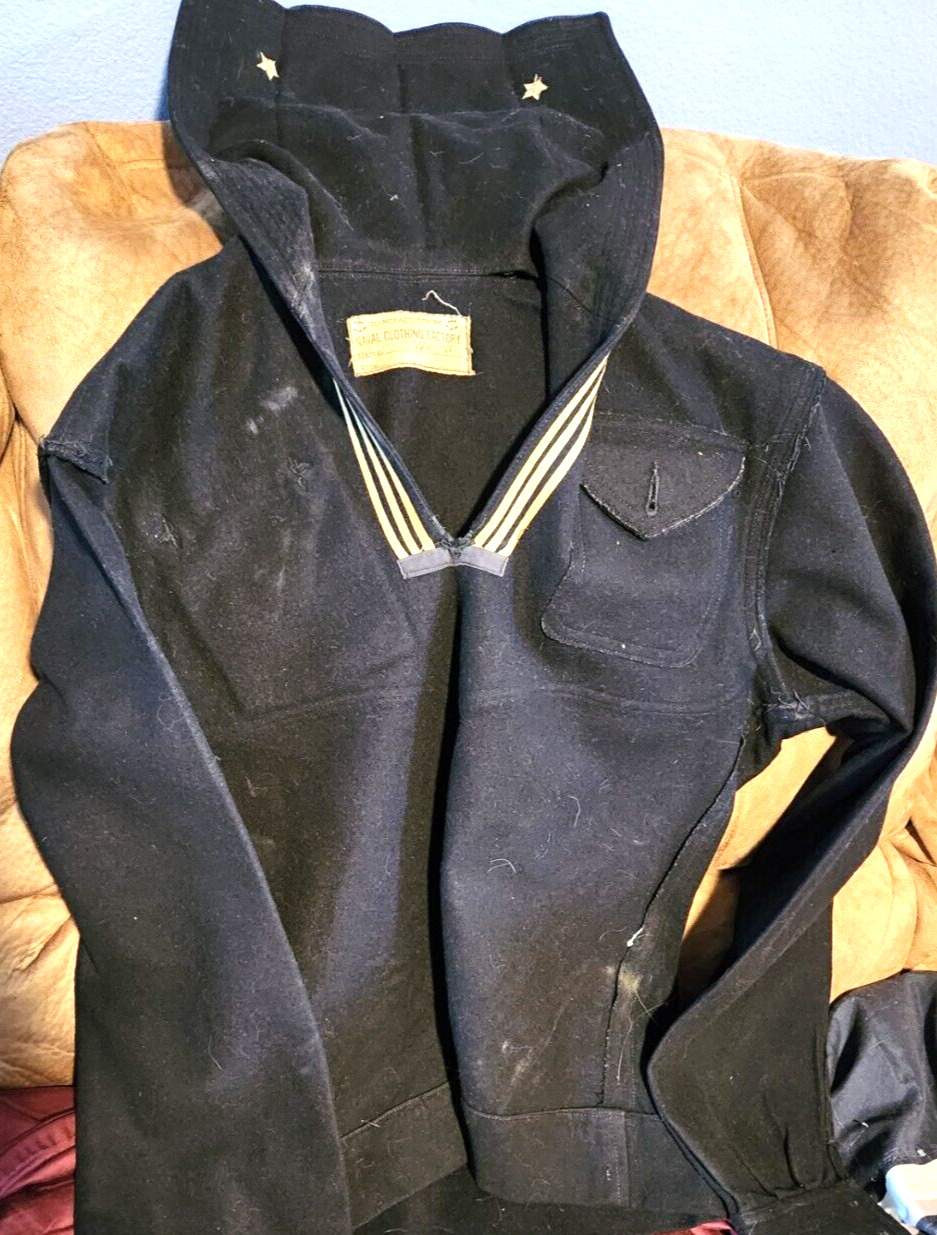 Vintage US Sailors Naval Clothing Factory Navy Coat Jacket Uniform unique Navy