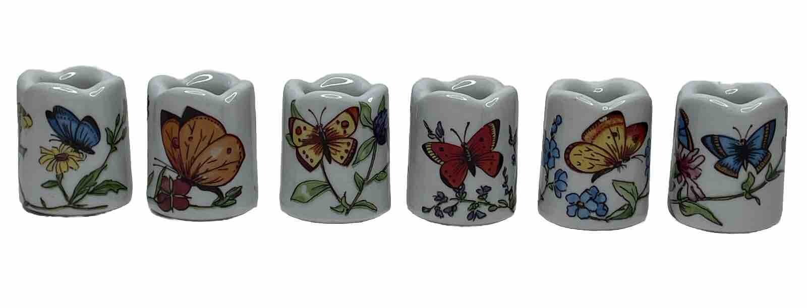 Funny Leuchter Porcelain Mini Taper Candleholder Butterflies Flowers W Germany
