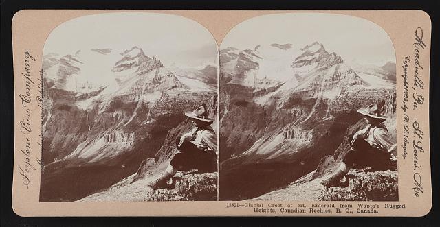Glacial crest of Mt. Emerald from Wapta's rugged heights Canadian Old Photo