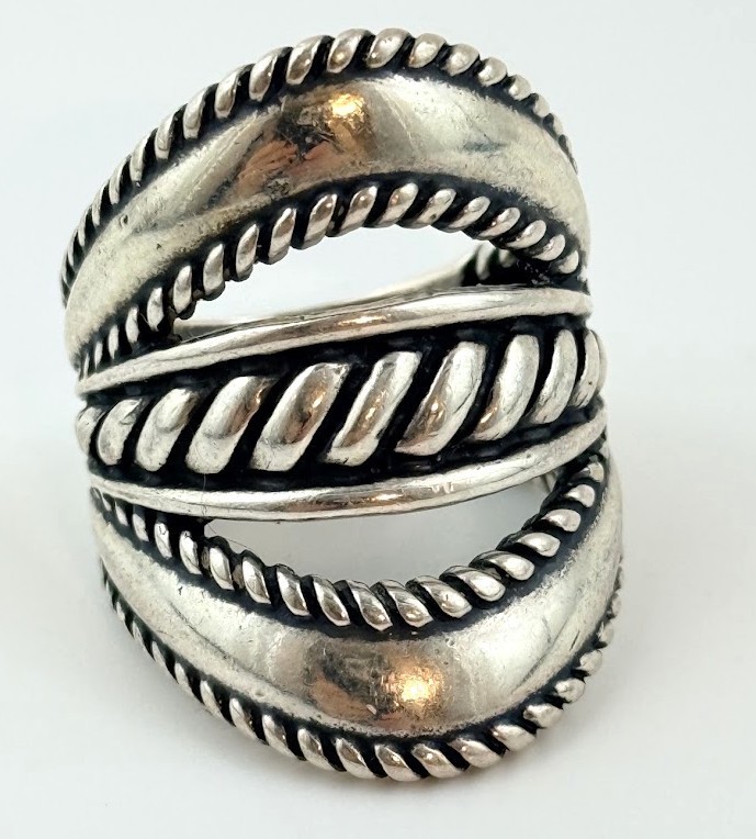 Vtg Carolyn Pollack Sterling 925 Silver Ring Sz 9 Southwestern Rope Openwork