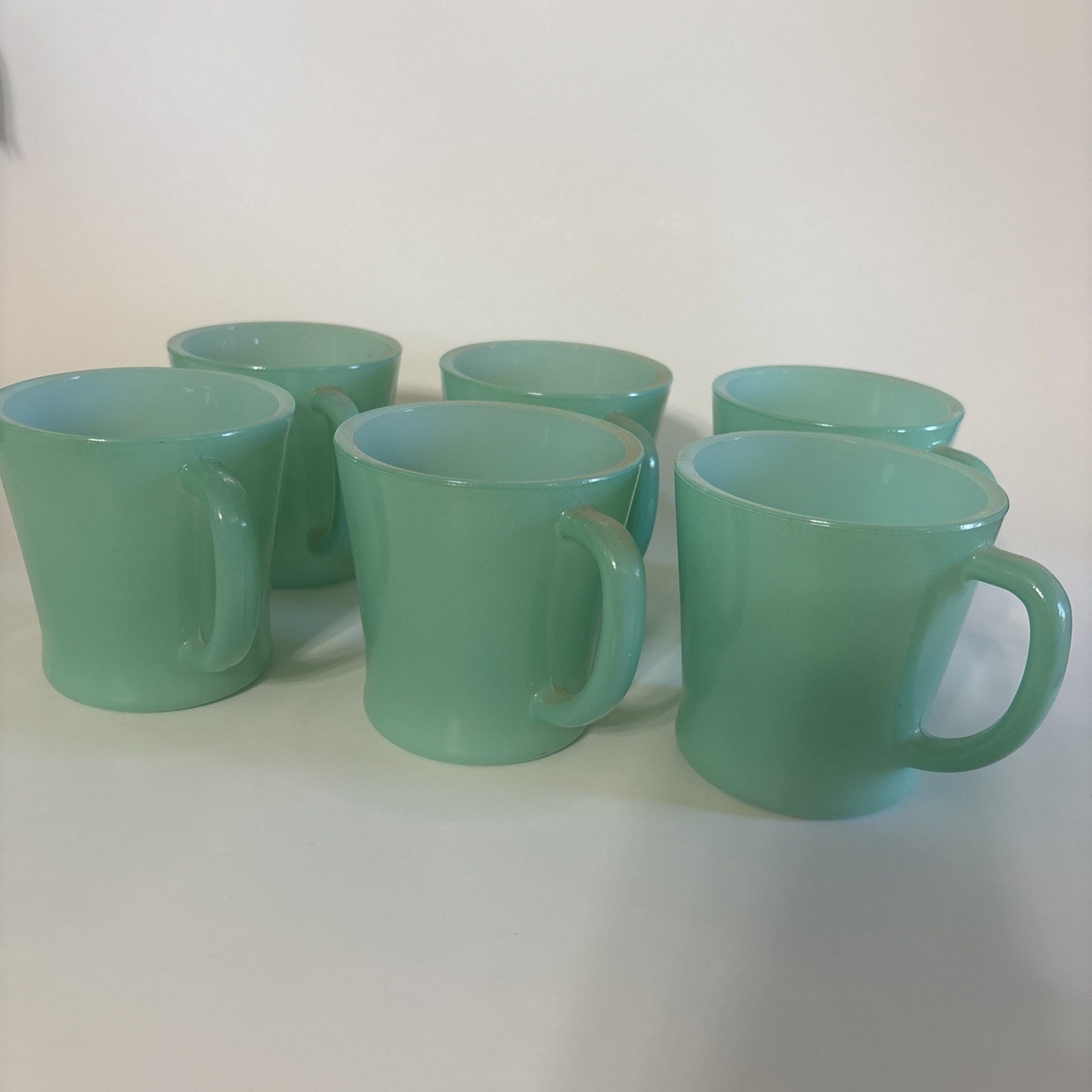 Vintage GLASBAKE Coffee MUG Cup Pastel Green With Milk Glass Interior J 2407 Vintage GLASBAKE Coffee MUG Cup Pastel Green With Milk Glass Interior J 2407