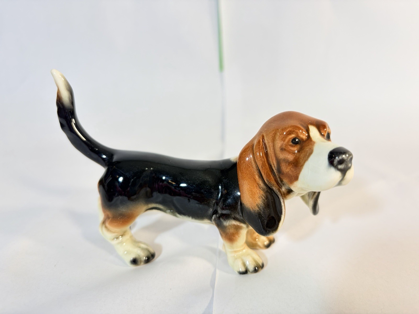 Vintage Goebel Germany Porcelain Basset Hound Dog Figurine, 5 1/8\