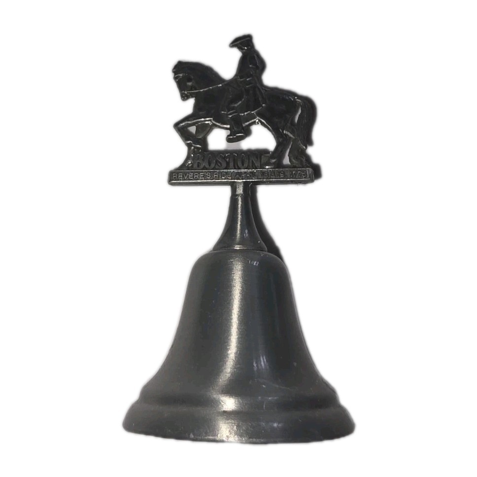 Boston Souvenir PAUL REVERE RIDING HORSE Pewter Bell 1735-1818 4\ Boston Souvenir PAUL REVERE RIDING HORSE Pewter Bell 1735-1818 4\