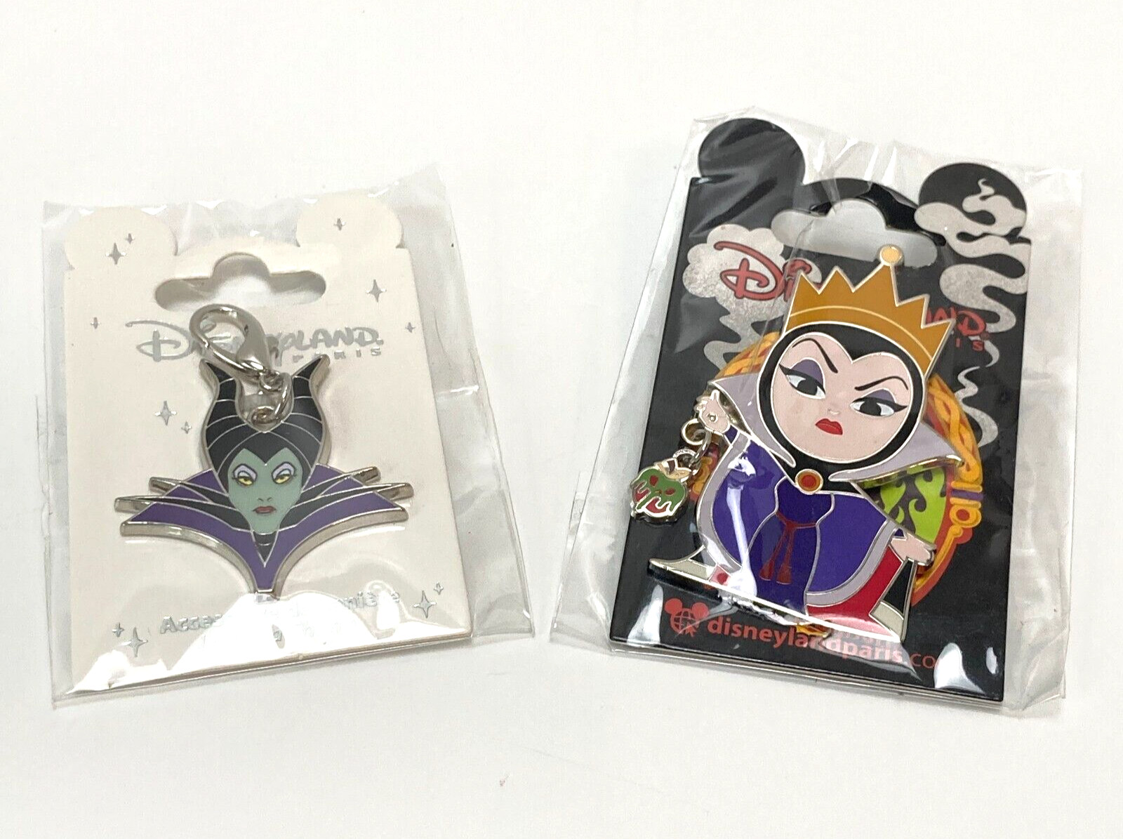 NEW DisneyLand PARIS DLP Snow White Evil Queen PIN Maleficent Lanyard Charm NEW DisneyLand PARIS DLP Snow White Evil Queen PIN Maleficent Lanyard Charm