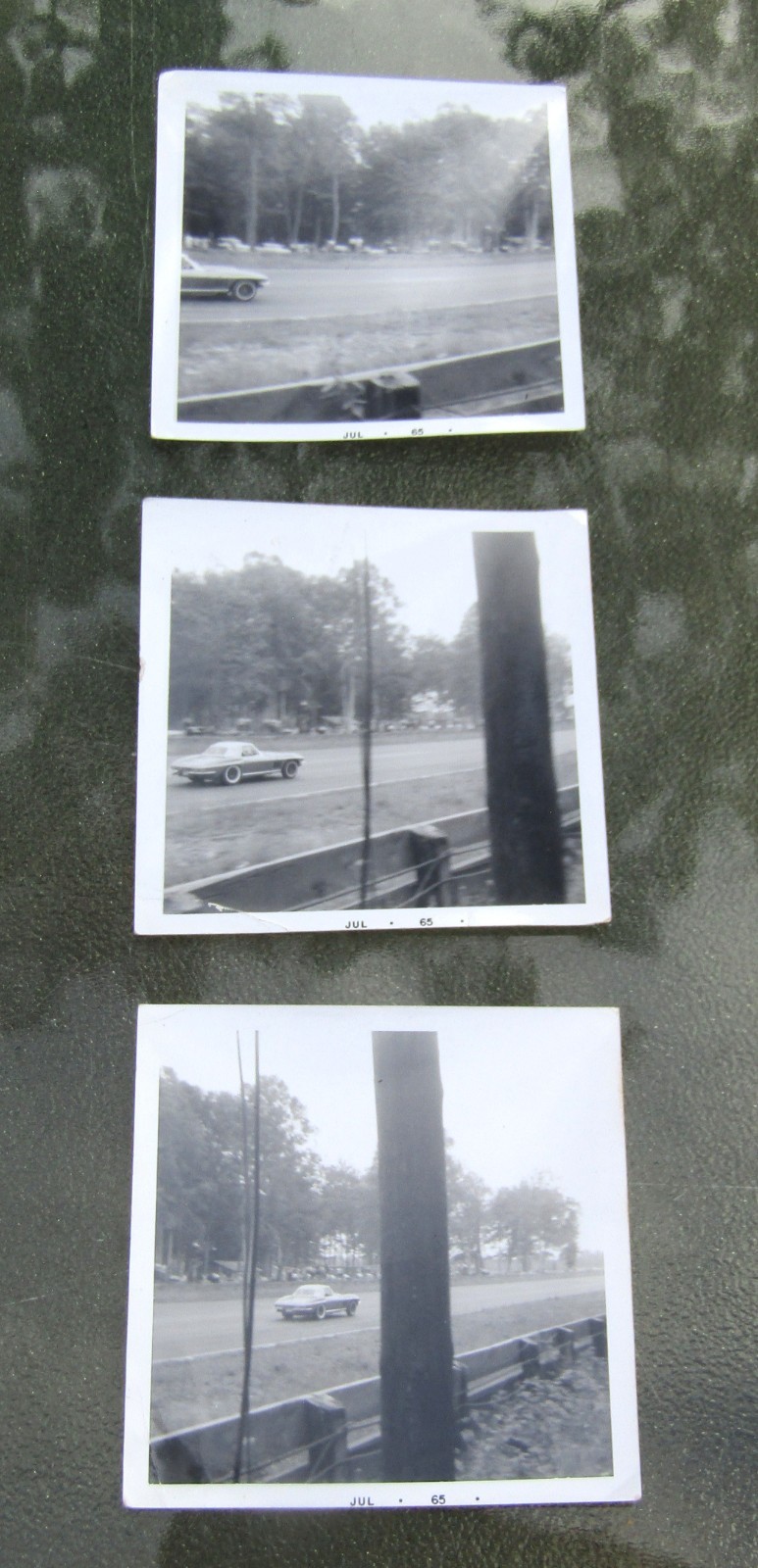 (3) 1965 Original B&W Photograhs Convetible Corvette At Speed Meadowdale Raceway