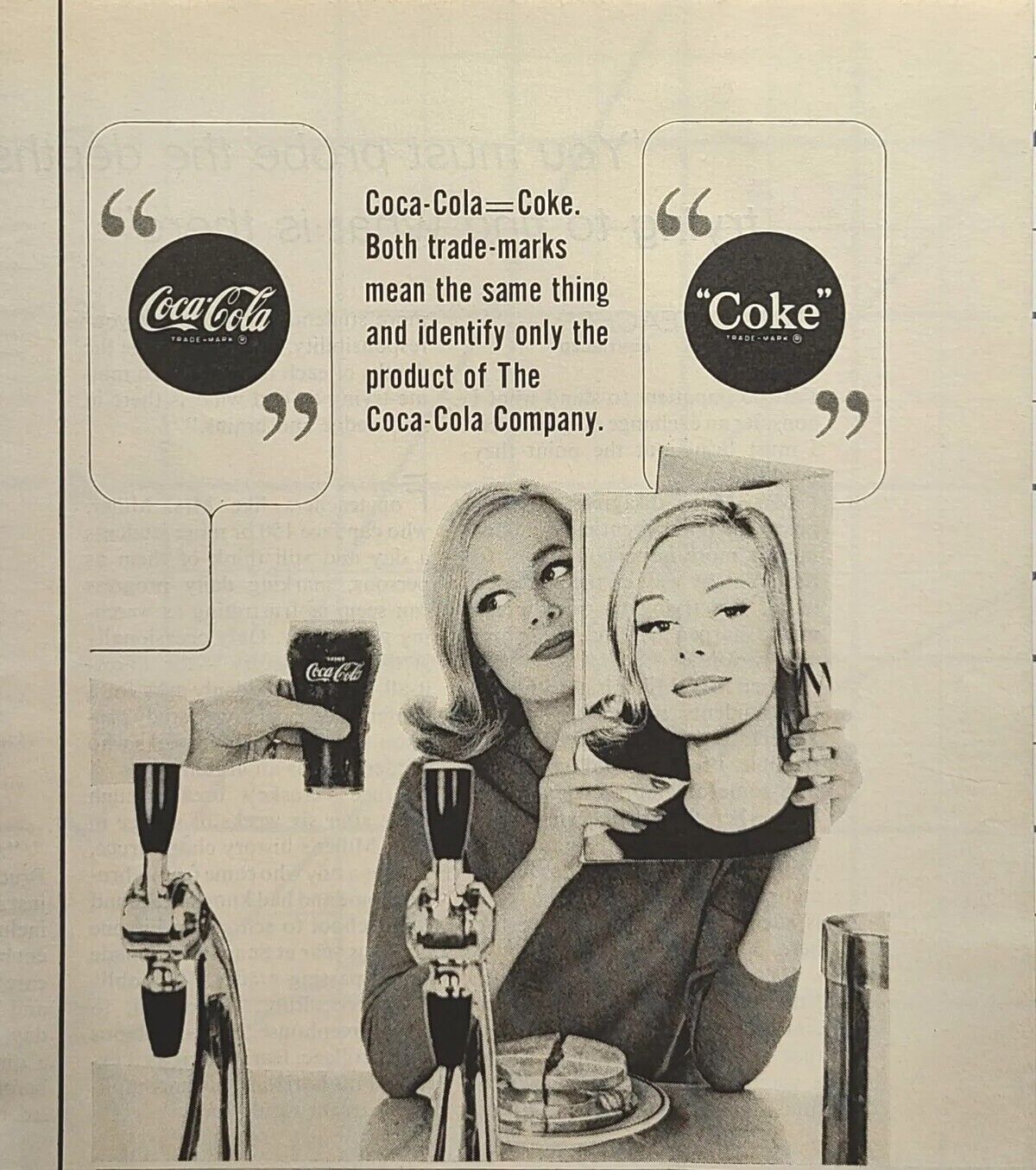 Coca-Cola Fountain Coke Pretty Blonde Vintage Print Ad 1964