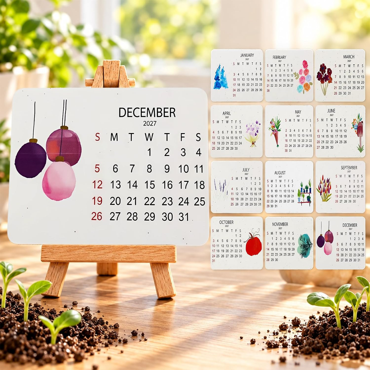 Plantable Seed Calendar 2027, Eco-Friendly Plantable Love Seed Calendar– 12-Mont Plantable Seed Calendar 2027, Eco-Friendly Plantable Love Seed Calendar– 12-Mont