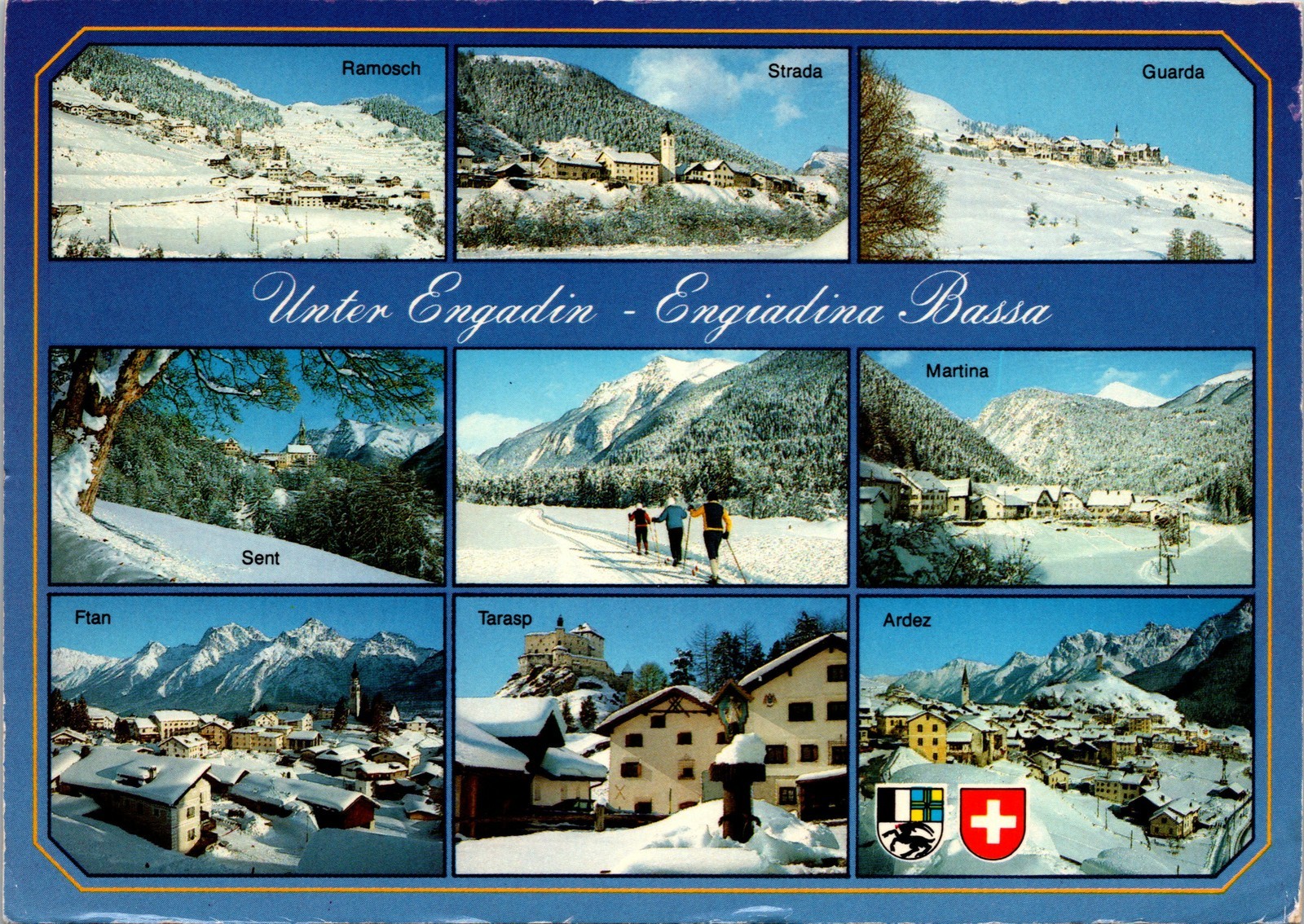 Switzerland Lower Engadin Postcard used with Stamps 1986 Switzerland Lower Engadin Postcard used with Stamps 1986