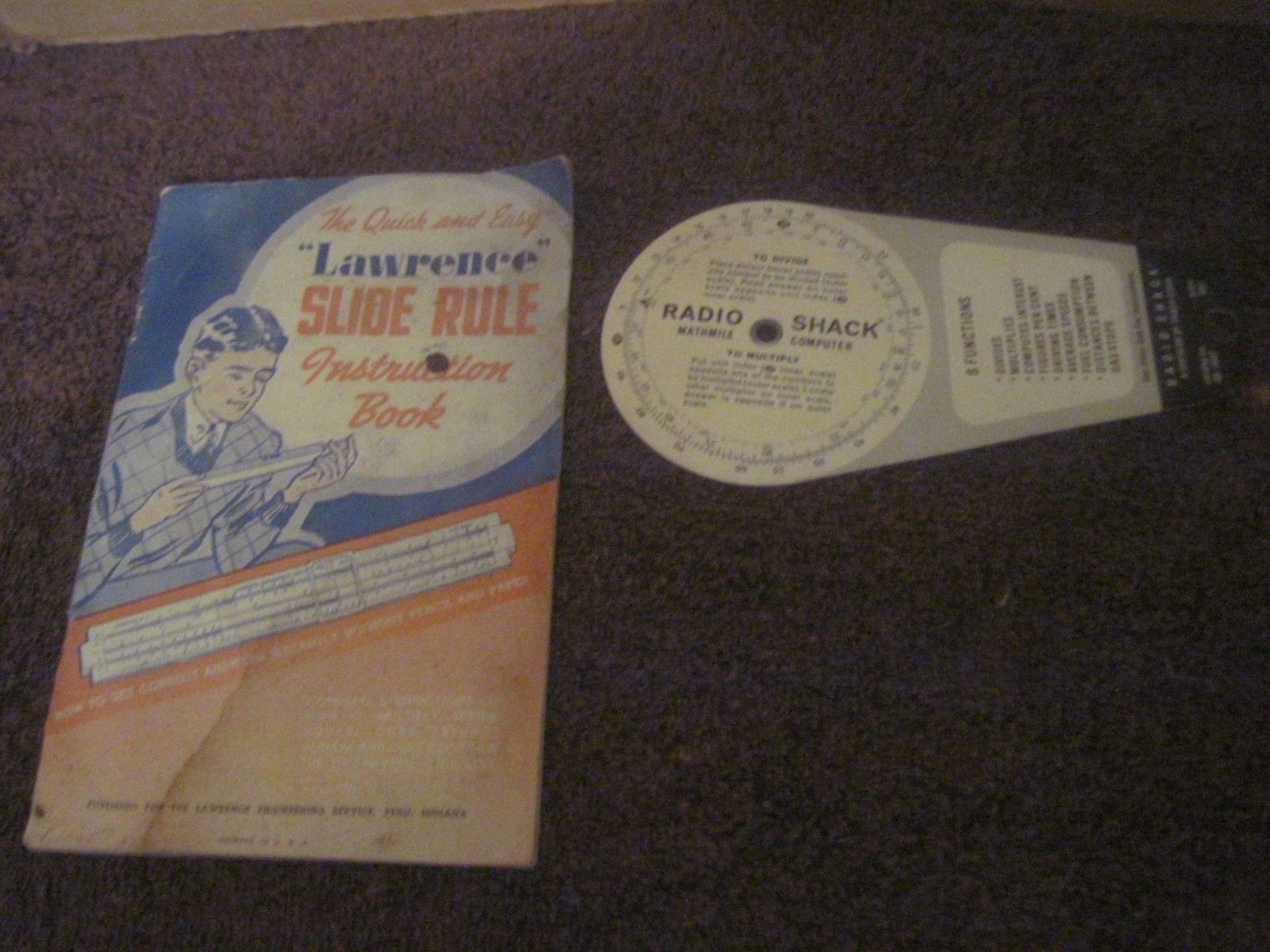 Vintage Lawrence Slide Rule w/ Instruction Book + Radio Shack Mathmile Computer