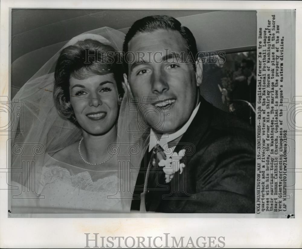 1962 Press Photo Notre Dame QB & NFLer Ralph Guglielmi weds Shirley Moran