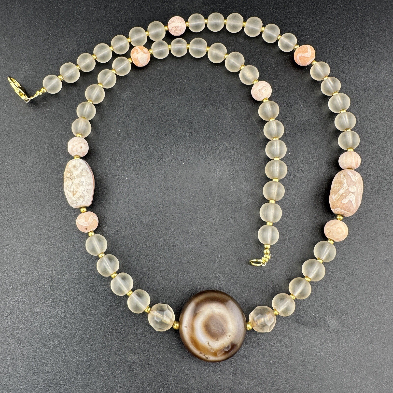 Indo Tibetan Antique Magic Eye And Mixed Gemstone Beads Necklace Indo Tibetan Antique Magic Eye And Mixed Gemstone Beads Necklace
