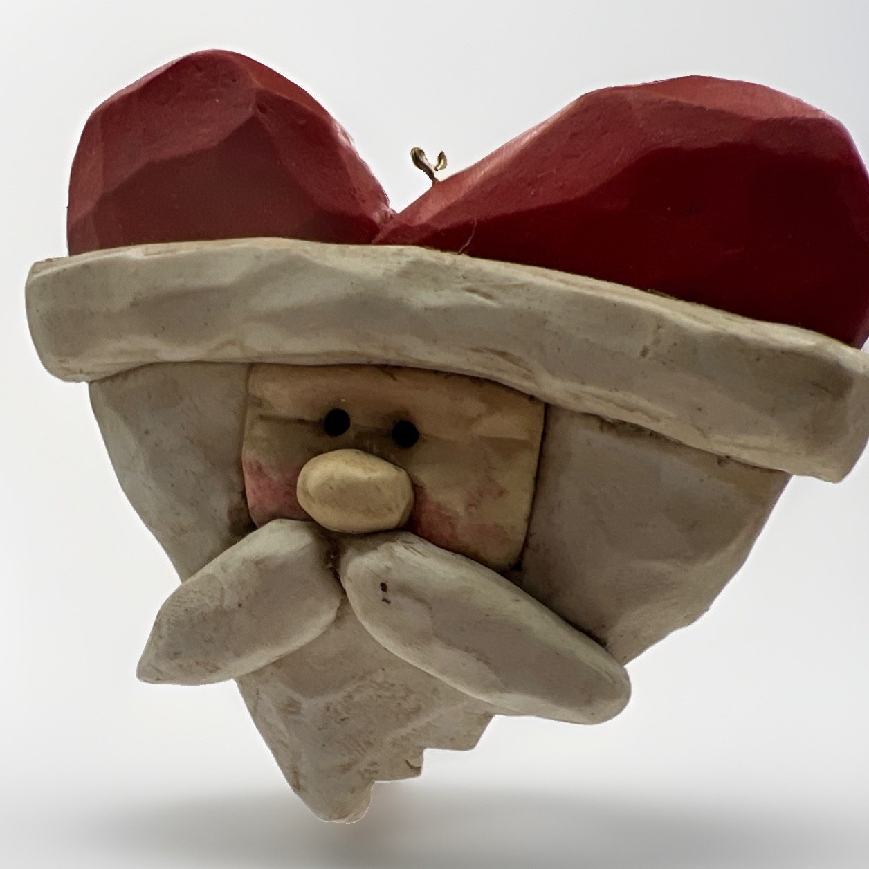 NWT Vintage Santa Head In Heart Shape Original Tag 3.5”