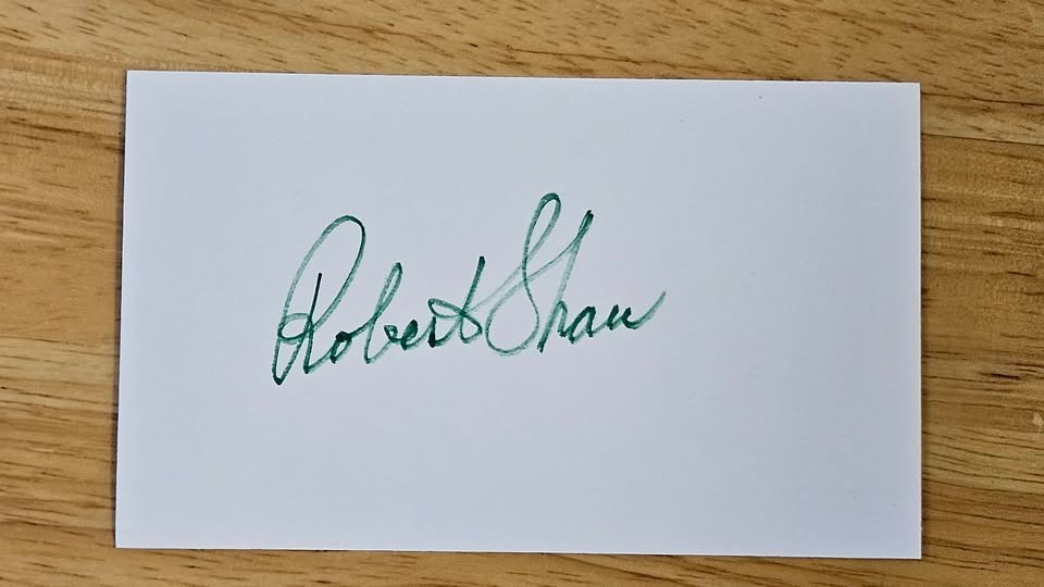 ROBERT SHAW SIGNED 3x5 INDEX CARD AUTOGRAPH -JAWS
