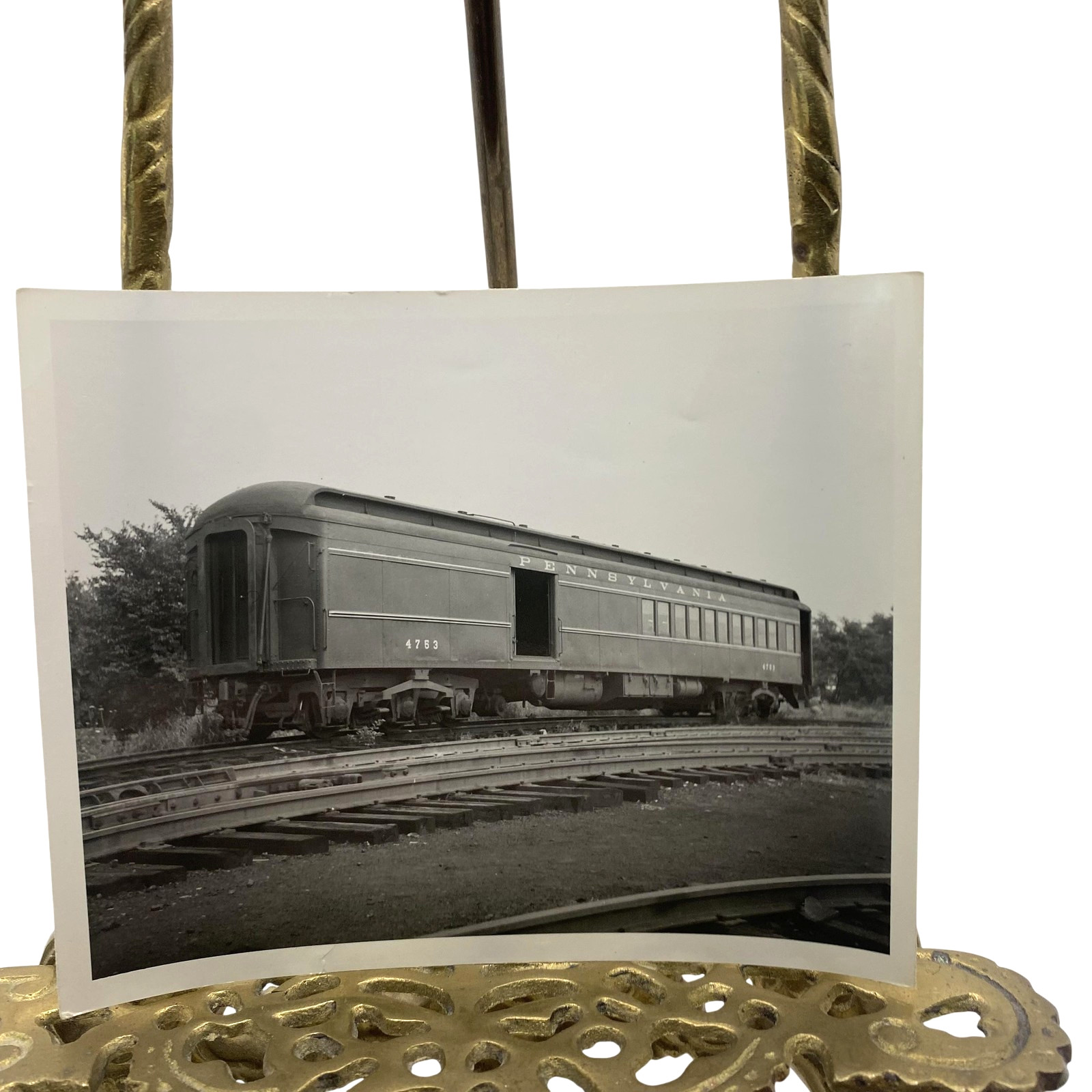 Vintage Pennsylvania Passenger Car 4753 Railroad Photo 4x5 B&W Gelatin Orig