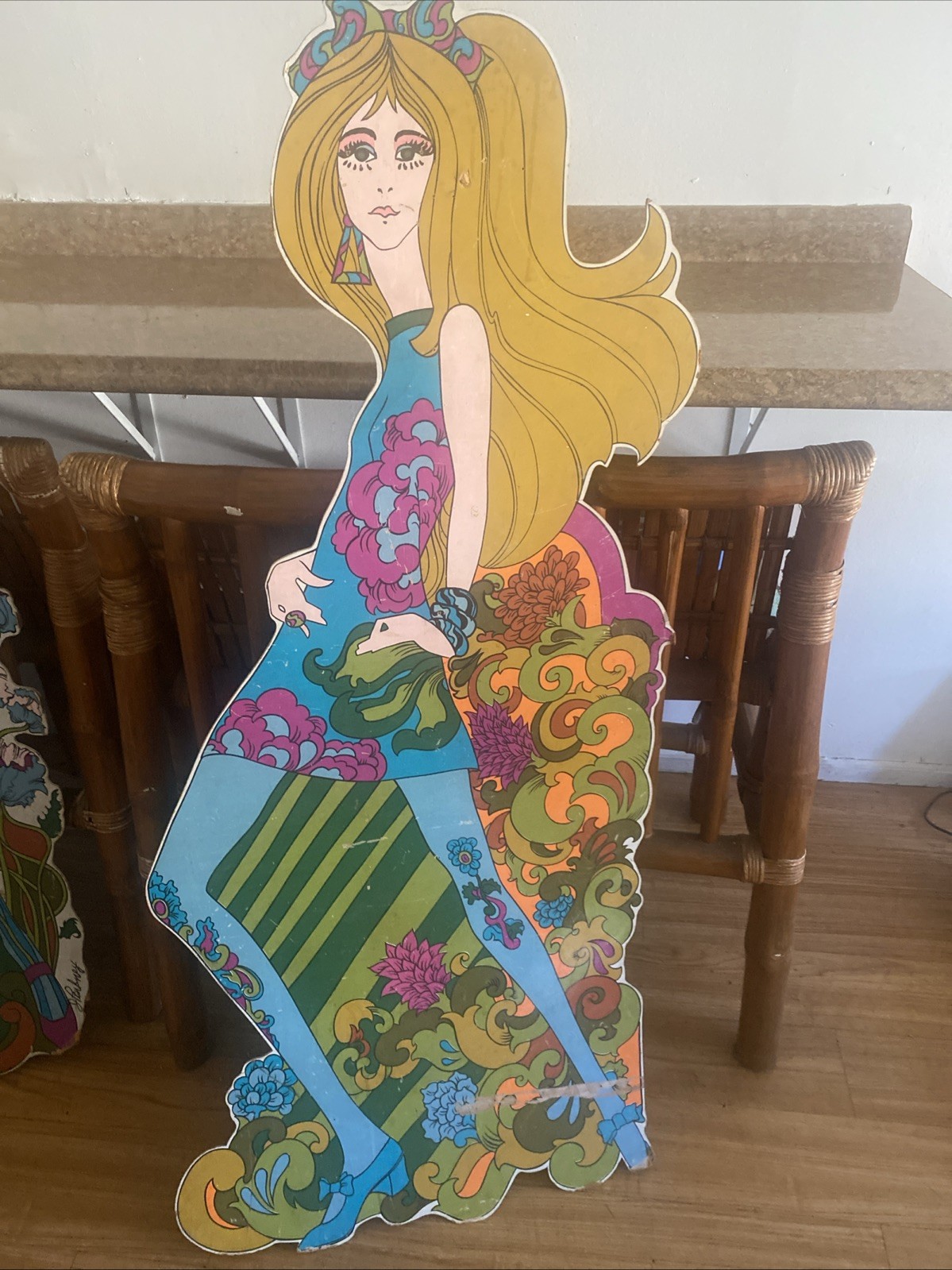 Vintage 1970s Blonde Mod Girl Pop Art Board 58