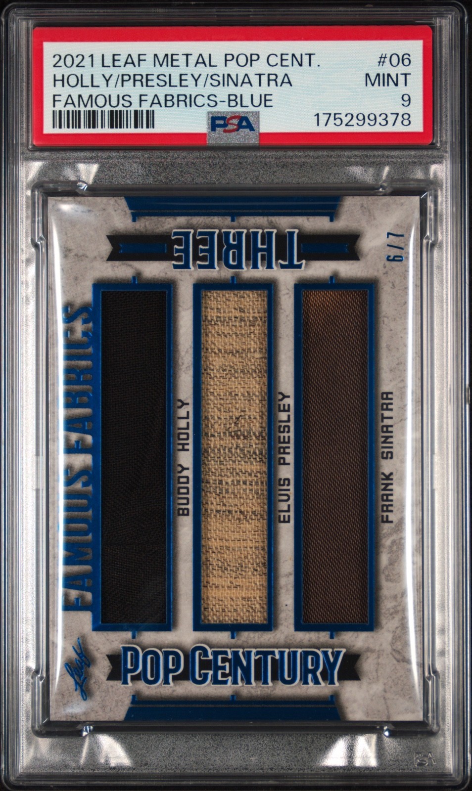 2021 Leaf Metal Pop Century Holly/Presley/Sinatra Famous Fabrics-Blue 6/7-PSA 9-