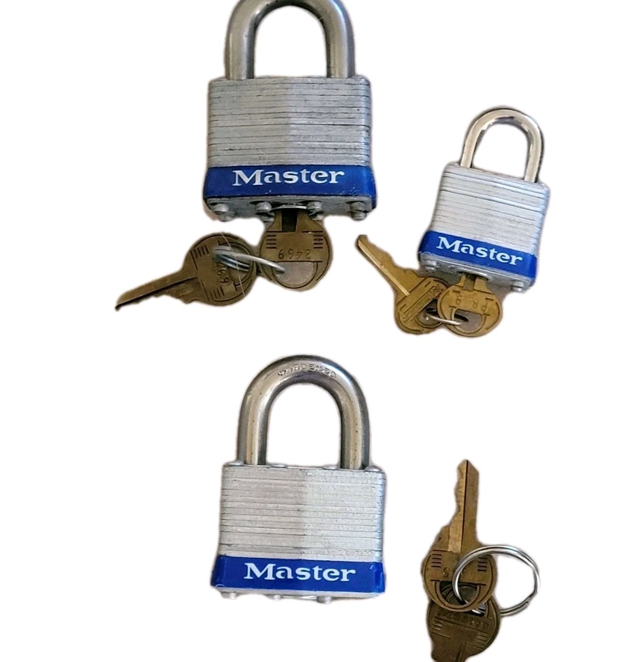 Lot Vintage MASTER Padlocks W/Keys