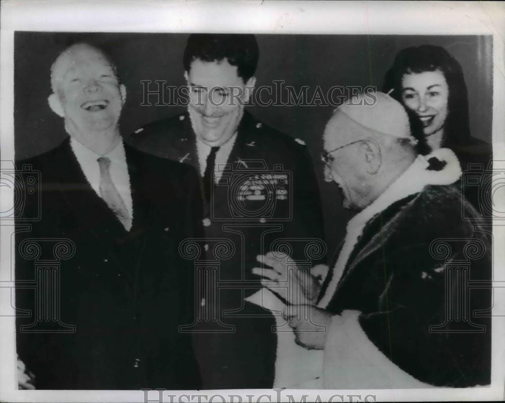 1959 Press Photo Pres. Dwight Eisenhower with Pope John at Vatican City 1959 Press Photo Pres. Dwight Eisenhower with Pope John at Vatican City