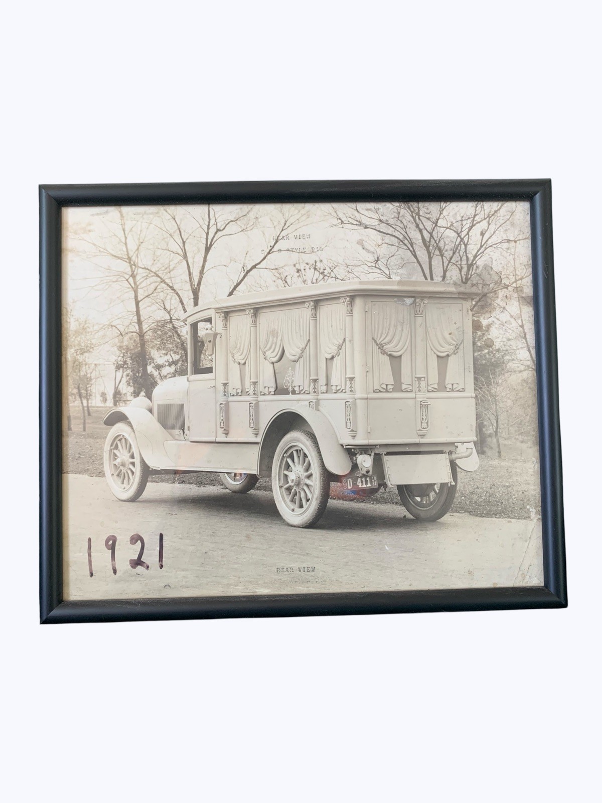 Antique Period Framed 1921 Hearse Photo Morbidia Macabre Oddity Halloween Decor 