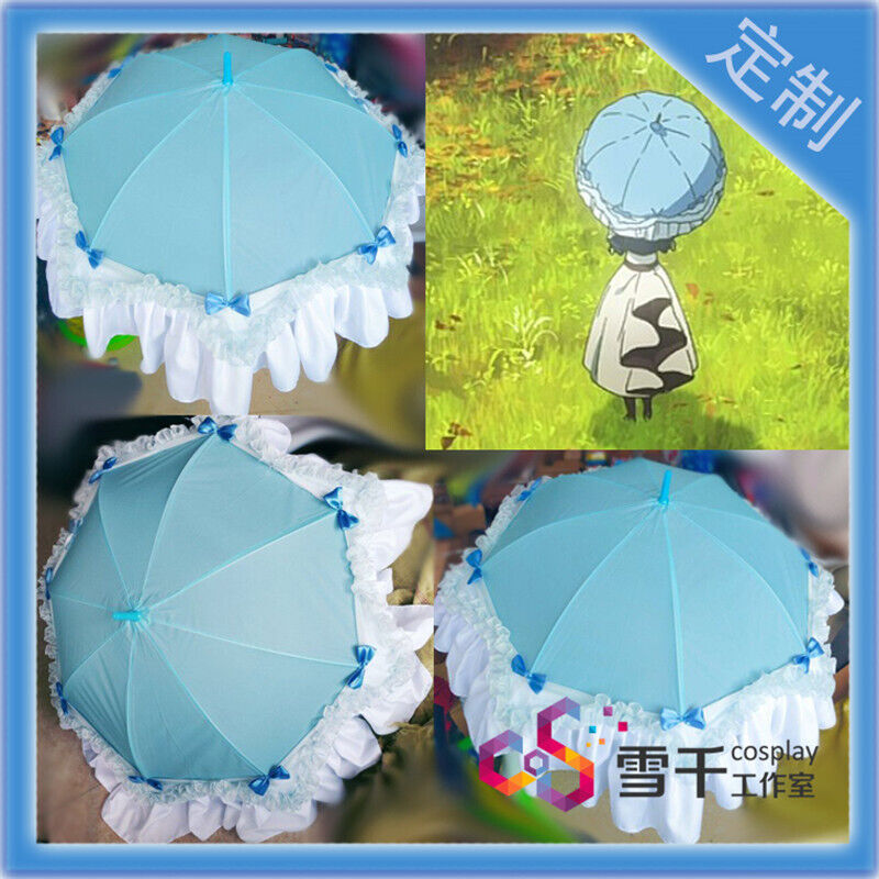 Anime Violet Evergarden Blue Sun/Rain Bowknot Princess Umbrellas Cosplay Props