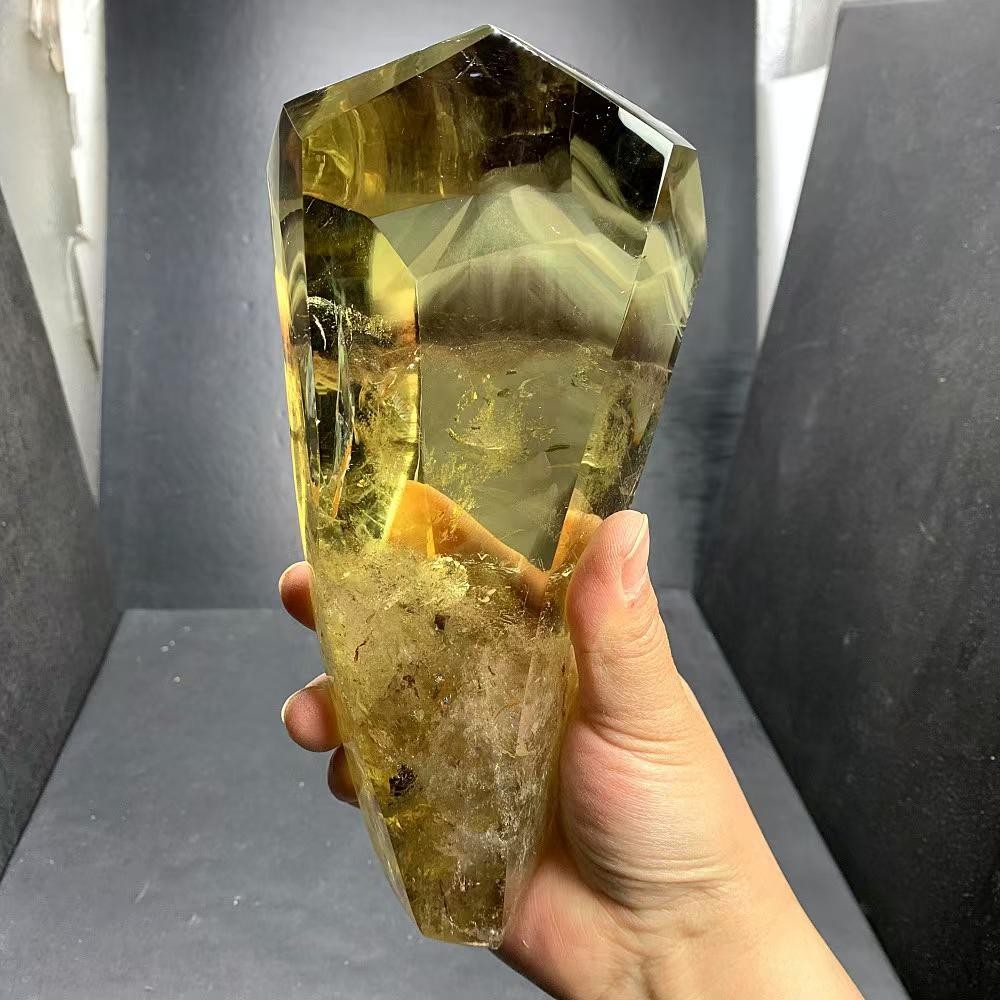 3.7LB Natural Smoky Citrine Crystal quartz obelisk Mineral Specimen energy+base