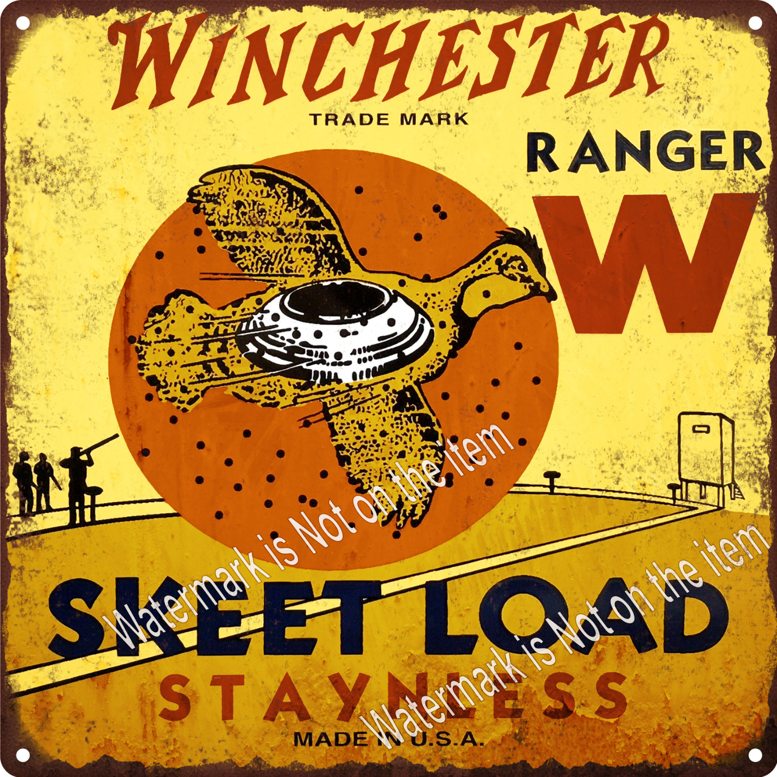 WINCHESTER RANGER SKEET LOAD SHOTGUN AMMO GUN STAYLESS Metal Sign 12x12\