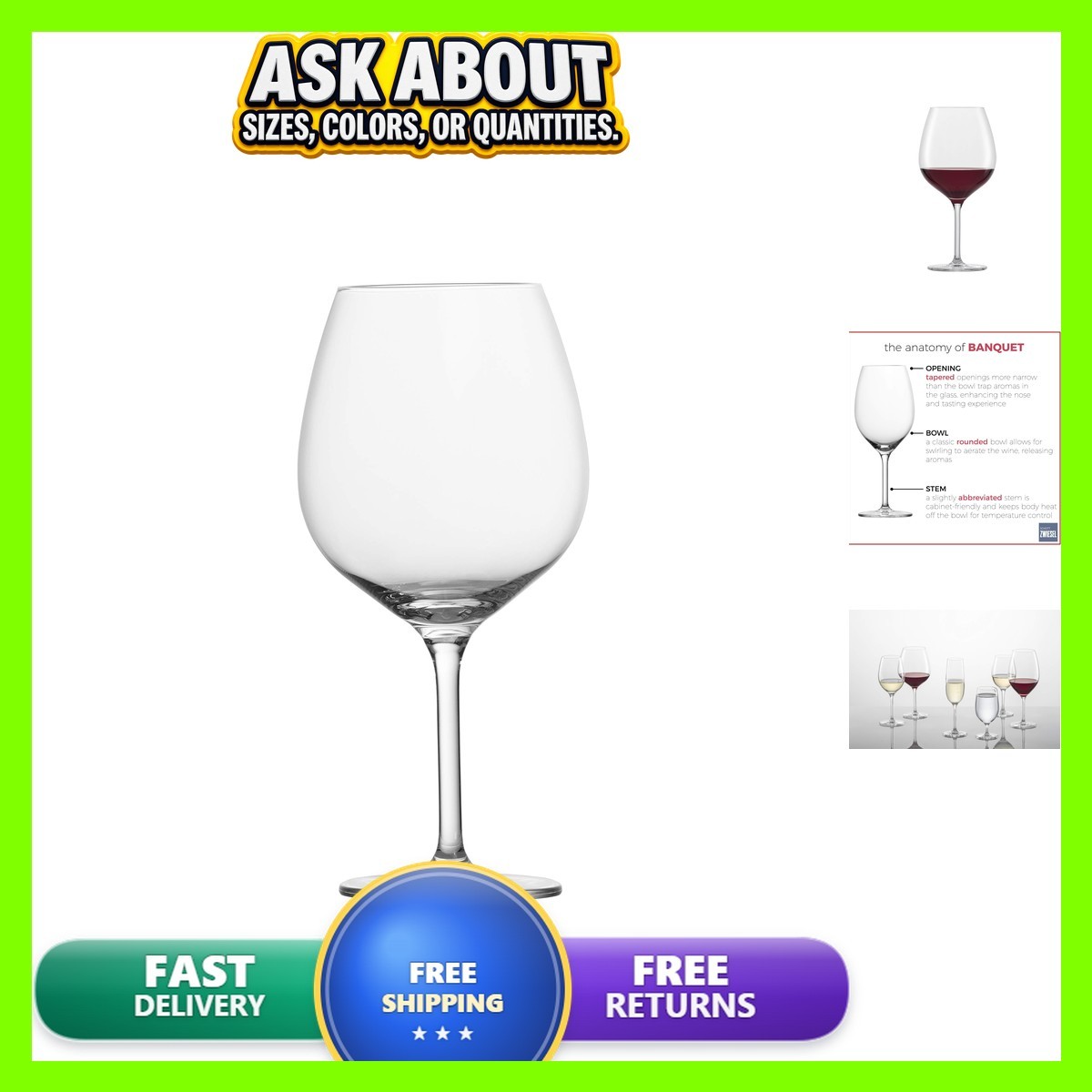 Schott Zwiesel Tritan Crystal Glass Banquet Stemware Claret Burgundy 21.3oz Set Schott Zwiesel Tritan Crystal Glass Banquet Stemware Claret Burgundy 21.3oz Set